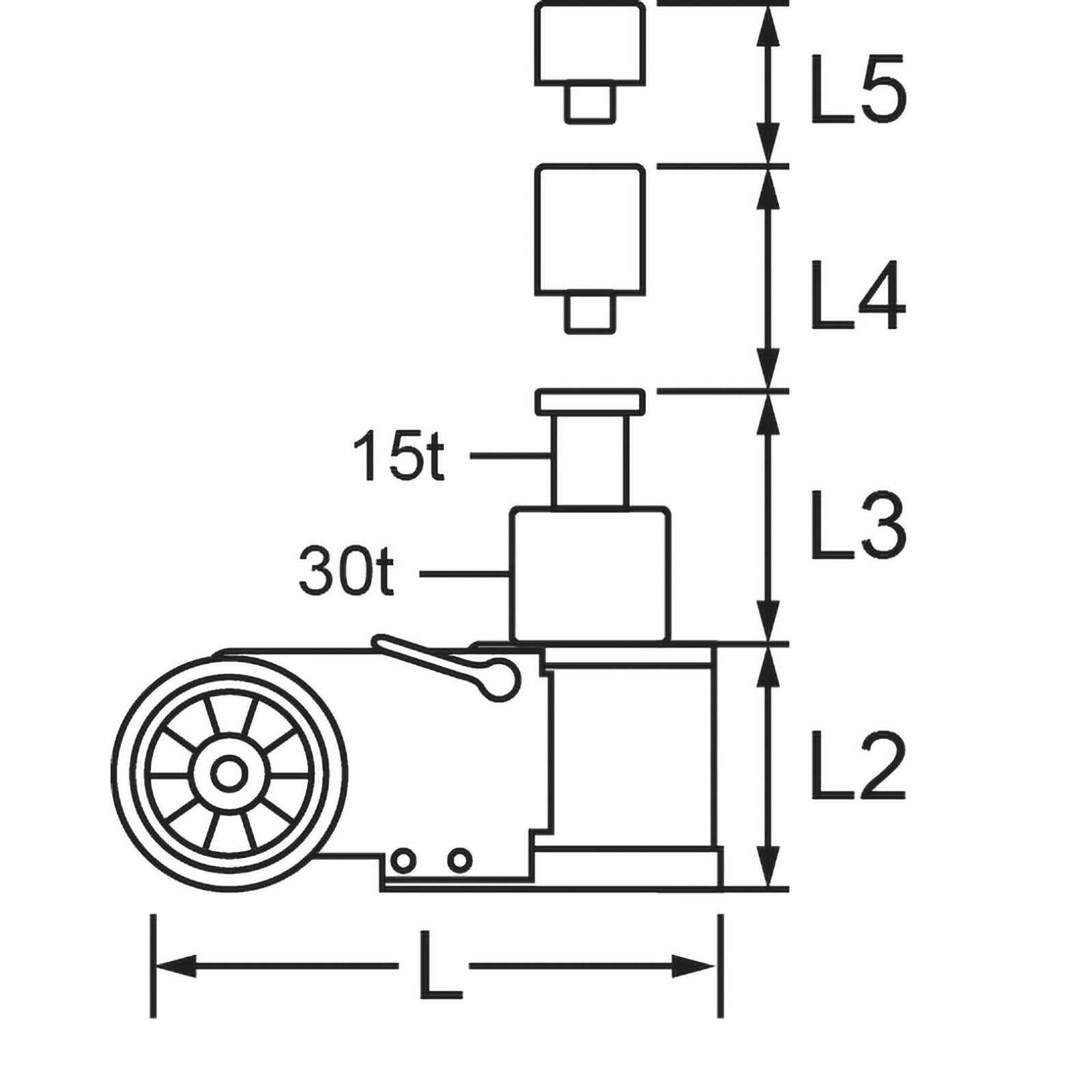 KS TOOLS Lufthydraulischer Wagenheber 30 t / 15 t - 160.0739