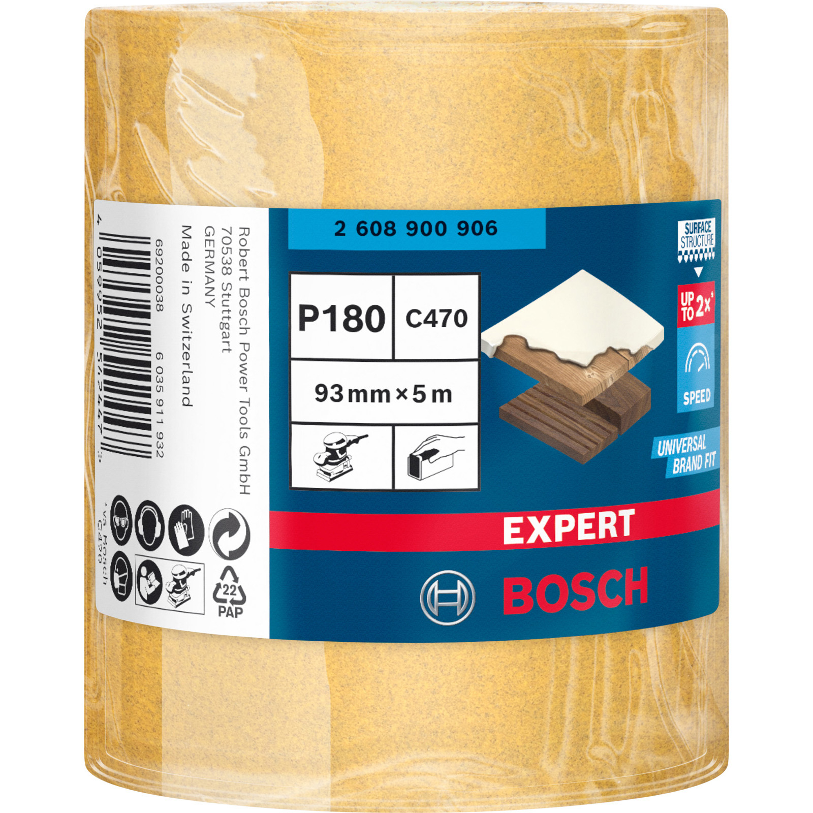 Bosch Expert C470 Schleifpapierrolle zum Handschleifen 93 mm x 5 m G 180 - 2608900906