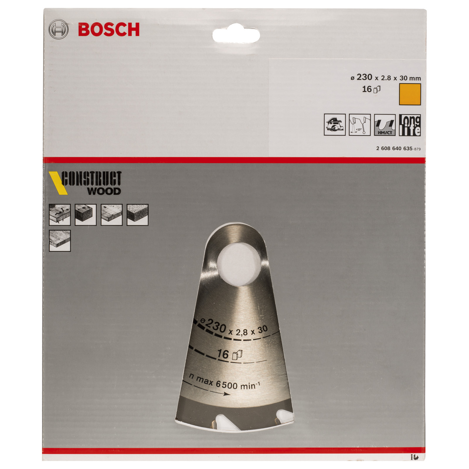 Bosch Kreissägeblatt Construct Wood, 230 x 30 x 2,8 mm, 16 - 2608640635