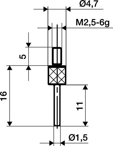 KÄFER Messeins.D.1,5mm L.11mm Stift M2,5 STA z.Messuhren - 62012