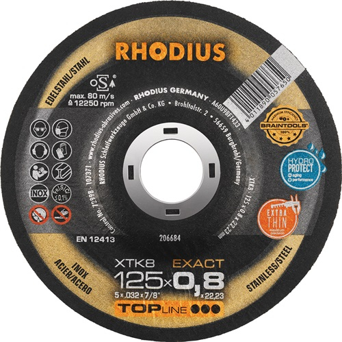 RHODIUS Trennscheibe XTK8 Ø 125 x 0,8 mm INOX 22,23 mm - 206684