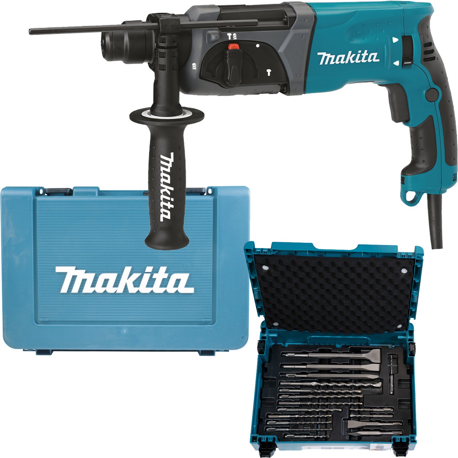 Makita HR2470 Kombihammer 780 W SDS-PLUS Bohrer- / Meißel-Set 17tlg.