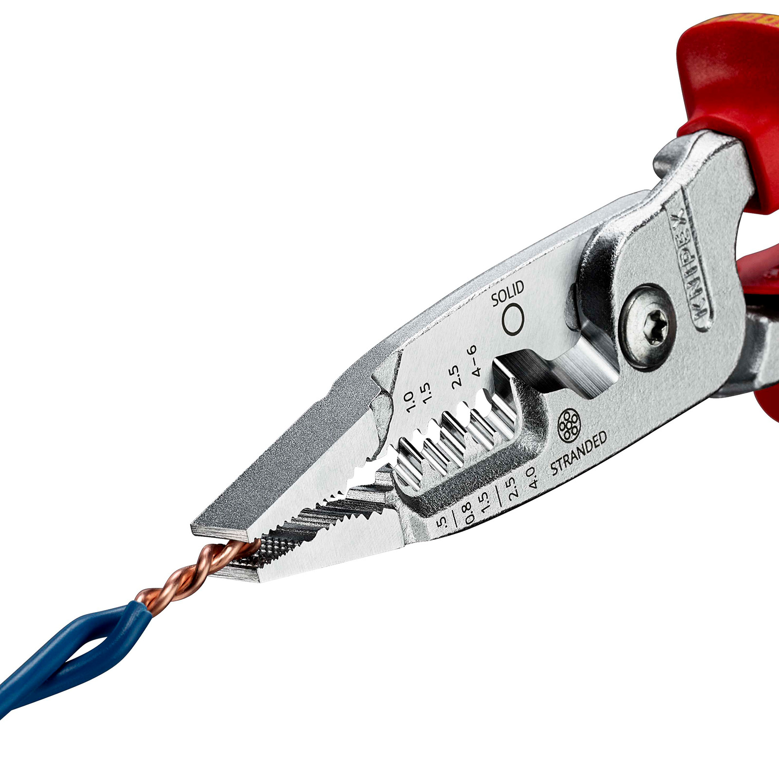 Knipex Multifunktions-Elektrikerzange metrisches Modell isoliert mit Mehrkomponenten-Hüllen VDE-geprüft verchromt 200 mm - 1376200ME