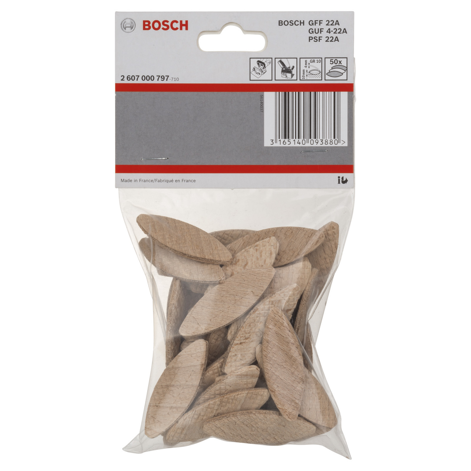 Bosch 50x Flachdübel, 55 x 19 x 4 mm - 2607000797