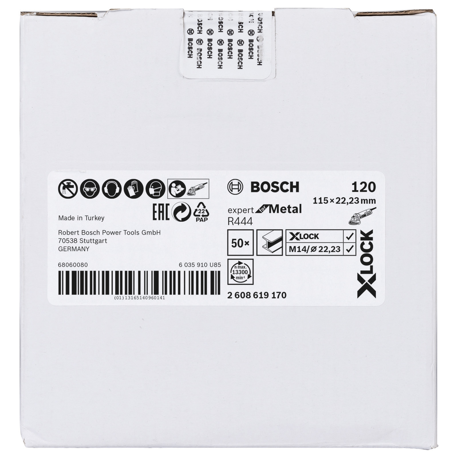 Bosch 50x X-LOCK Fiberschleifscheibe R444 Expert for Metal 115 mm K 120 - 2608619170