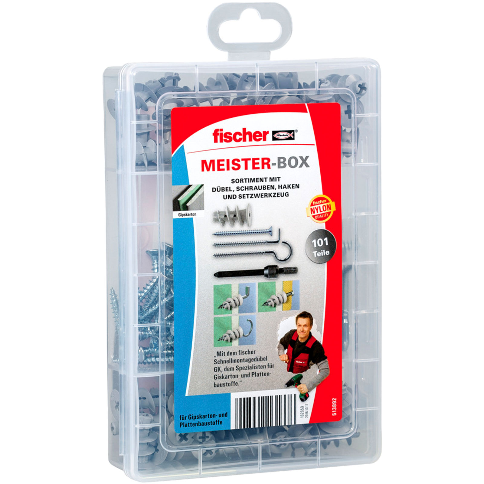 Fischer Meister-Box mit GK + Schrauben + Haken (100 Teile) - 513892