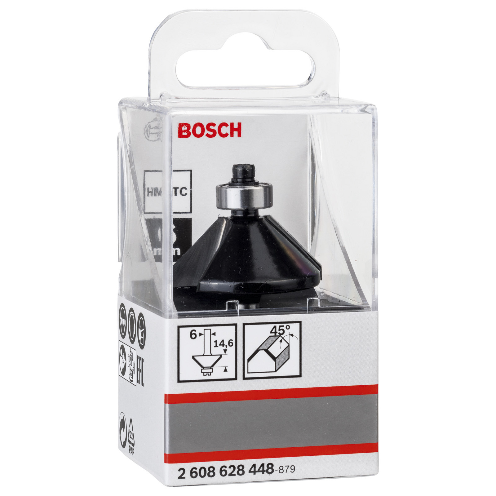 Bosch Fase-/Bündigfräser 6 mm D1 34,9 mm B 11,1 mm L 14,7 mm G 56 mm 45° - 2608628448