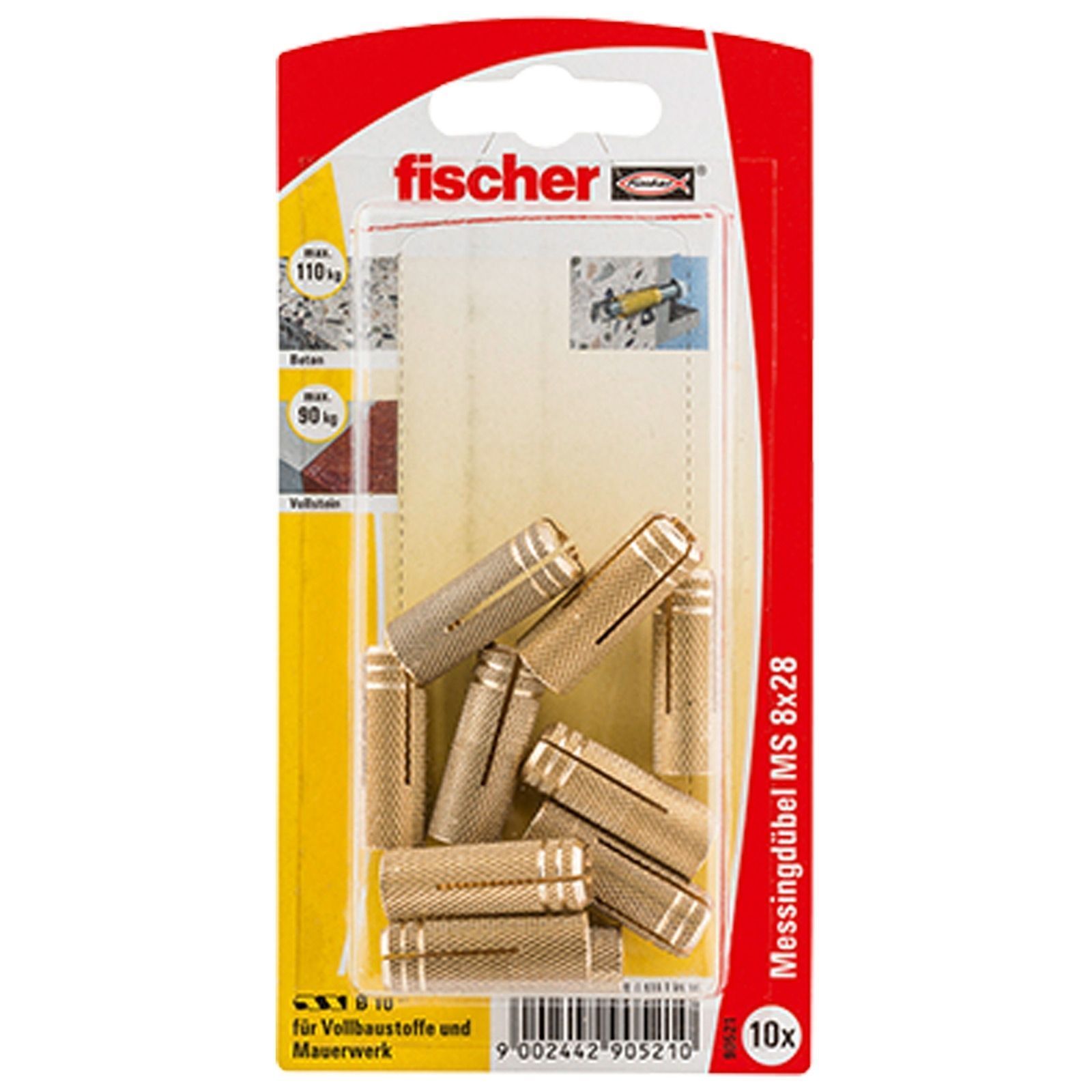 Fischer 10x Messingdübel MS 8x28 - 90521