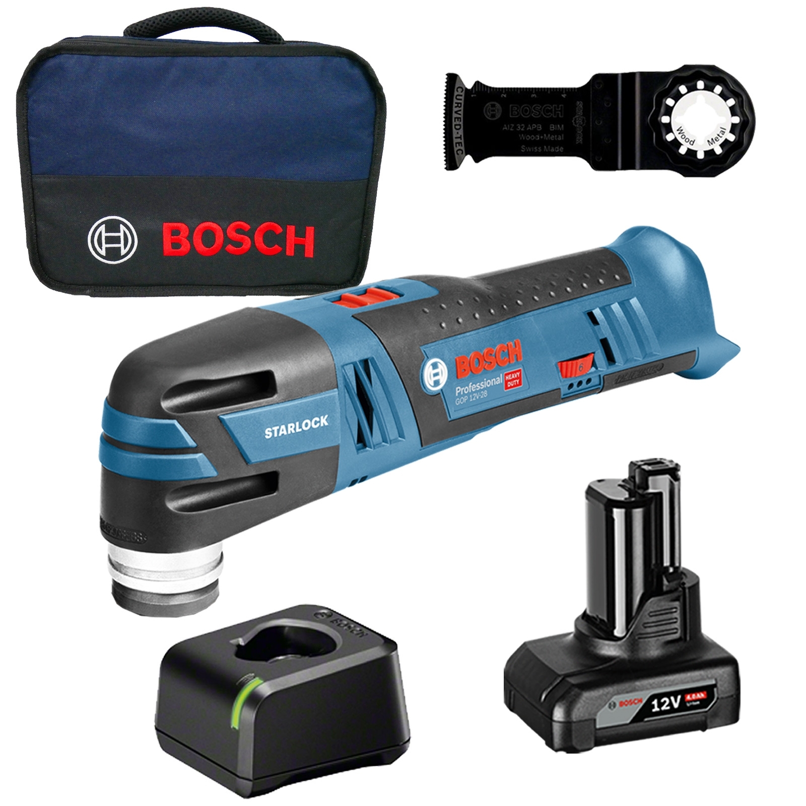 Bosch Akku-Multi-Cutter GOP 12V-28 / 1x 4,0 Ah Akku + Ladegerät im Softbag