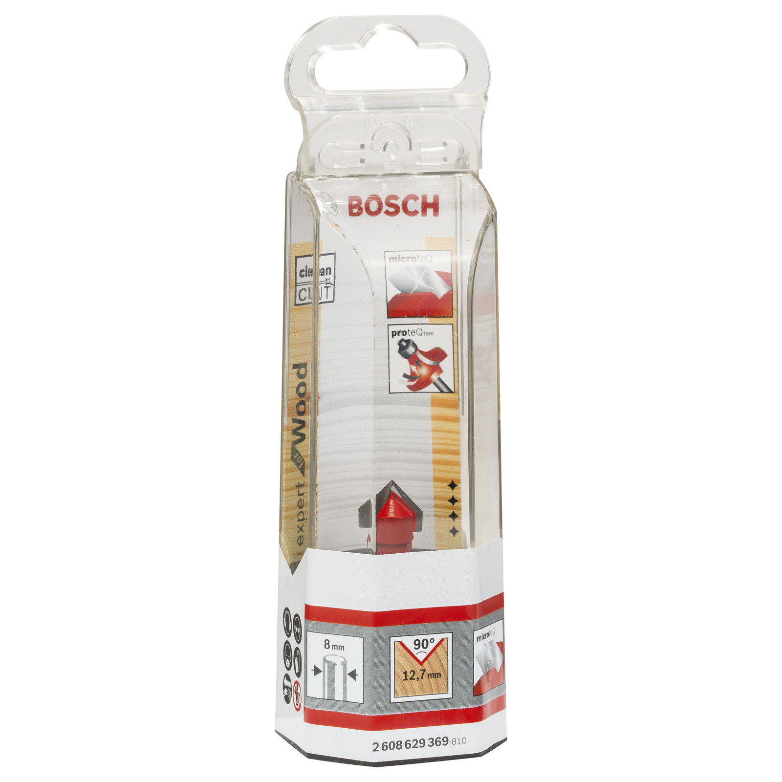 Bosch V-Nutfräser Expert for Wood 8 mm D 12,7 mm L 10 mm G 44,5 mm 90° - 2608629369