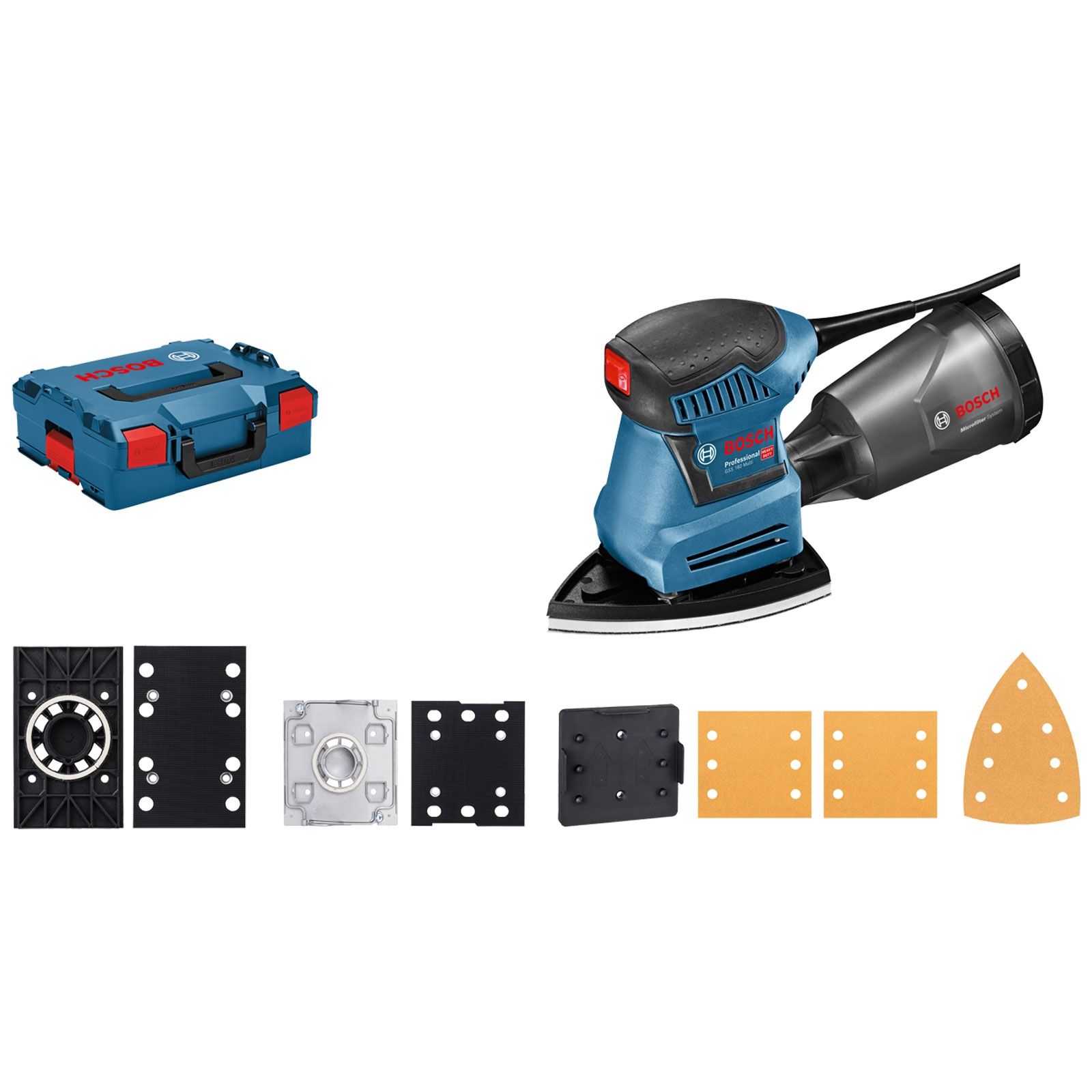 Bosch Schwingschleifer GSS 160 Multi 180 W inkl. Zubehör-Set in L-Boxx - 06012A2300