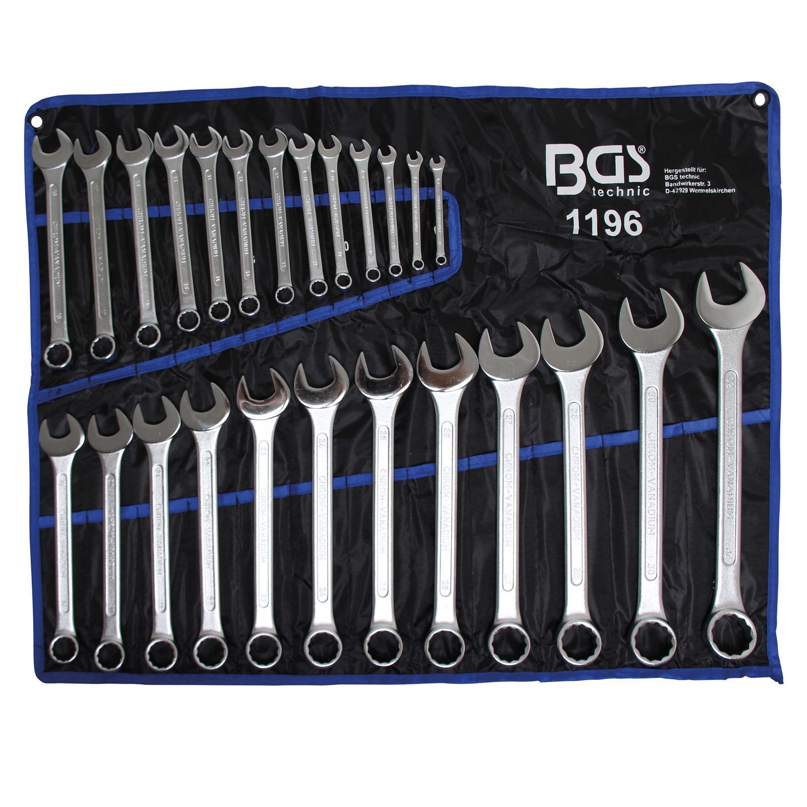 BGS 25tlg. Maul-Ringschlüssel-Satz 6 - 32 mm nach DIN3113A in Rolltasche - 1196