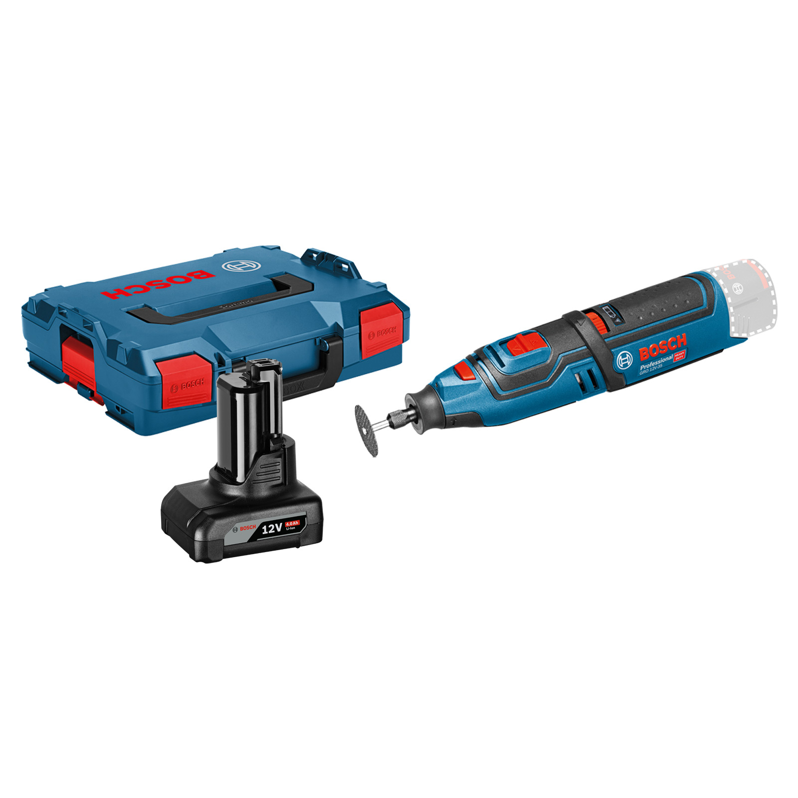 Bosch Akku-Rotationswerkzeug GRO 12V-35 / 1x 4,0 Ah Akku in L-Boxx