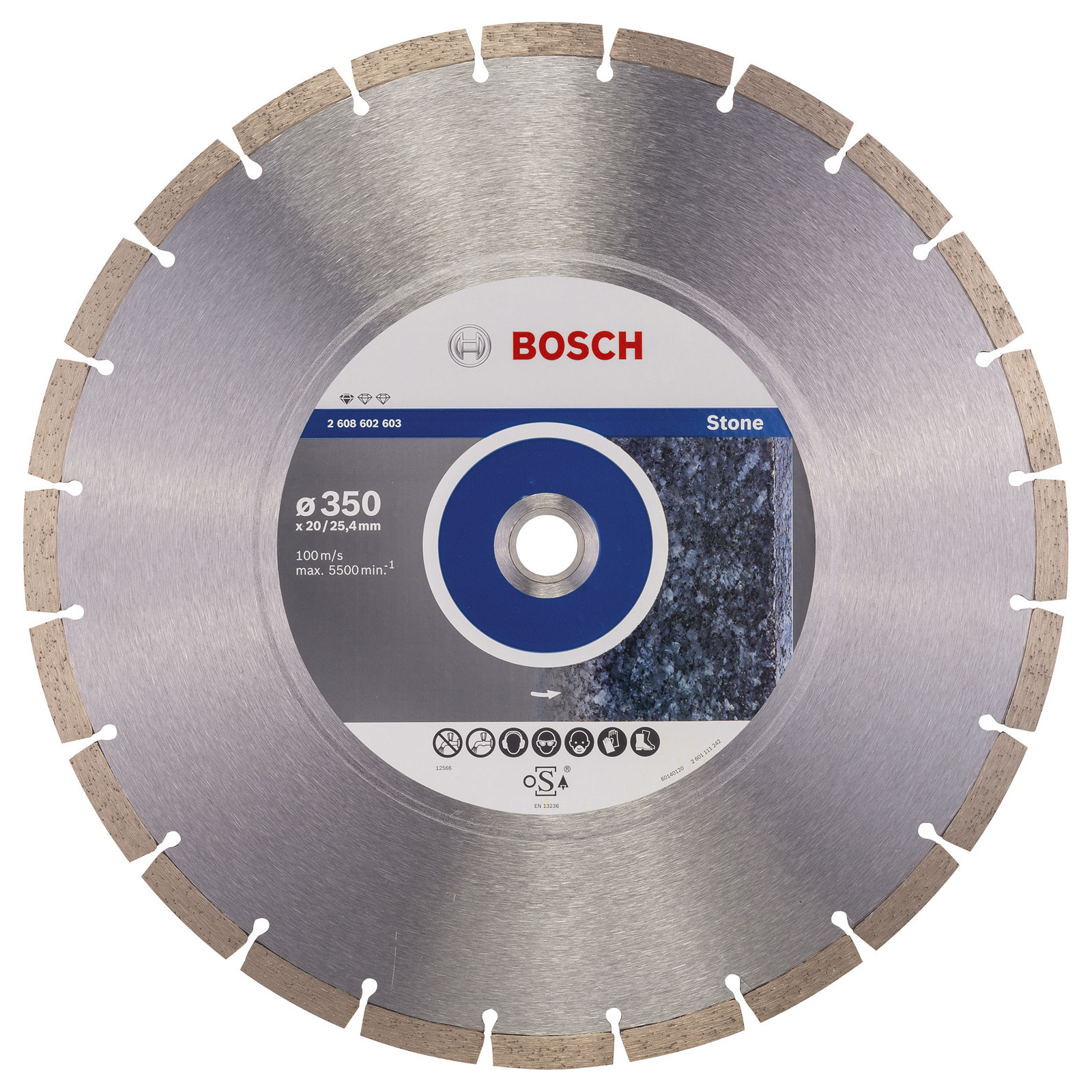 Bosch Diamanttrennscheibe Standard for Stone, 350 x 20,00+25,40 x 3,1 x 10 mm -2608602603