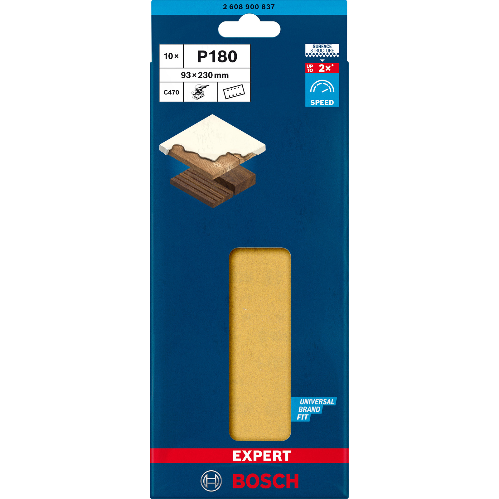 Bosch 10x Expert C470 Schleifpapier mit 8 Löchern für Schwingschleifer 93 x 230 mm G 180 - 2608900837