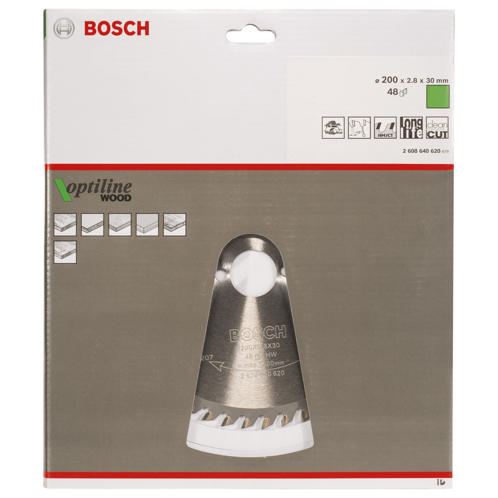 Bosch Kreissägeblatt Optiline Wood für Handkreissägen, 200 x 30 x 2,8 mm, 48 - 2608640620