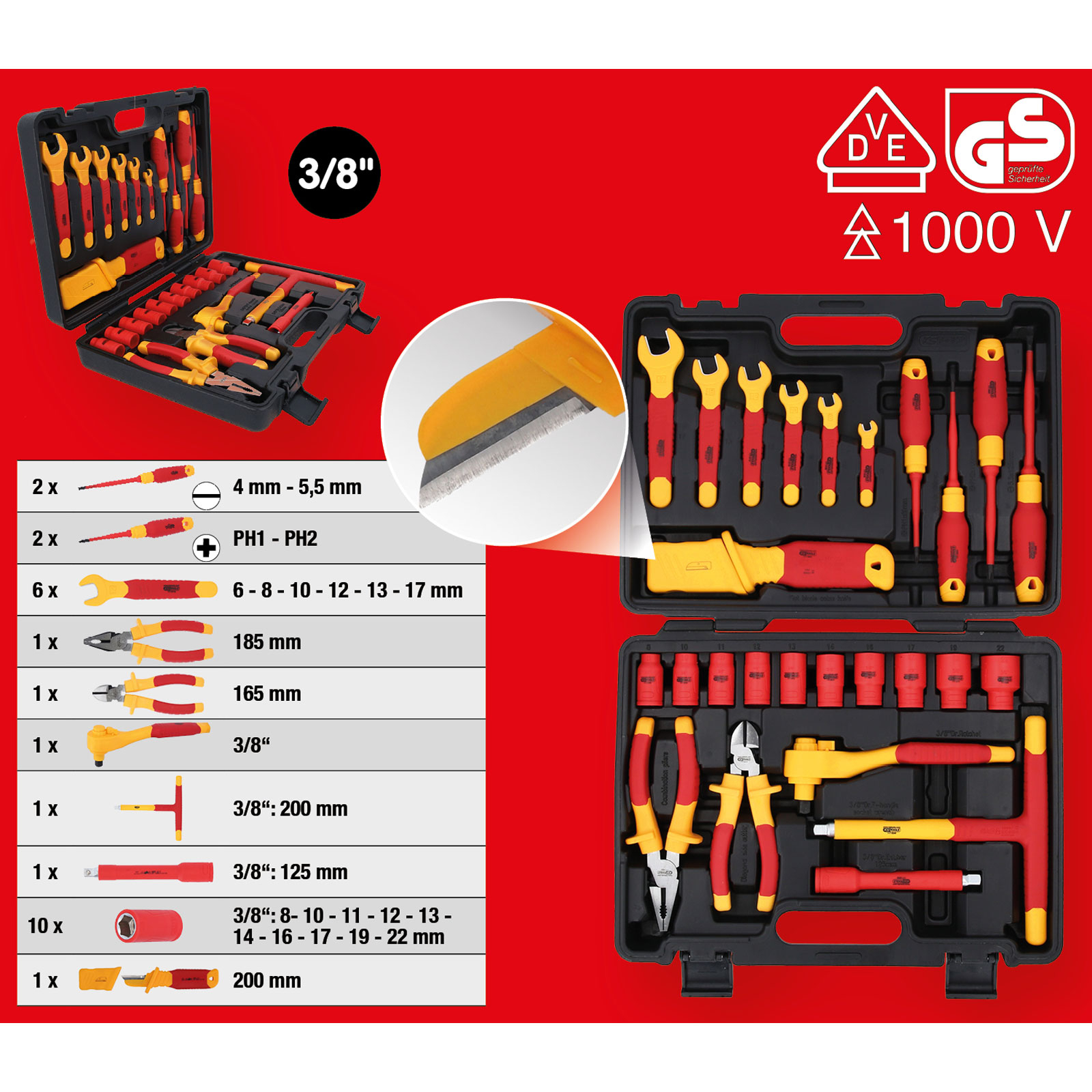 KS TOOLS Isolierter Werkzeug-Satz für Hybrid- und Elektrofahrzeuge, 26-tlg - 117.1895