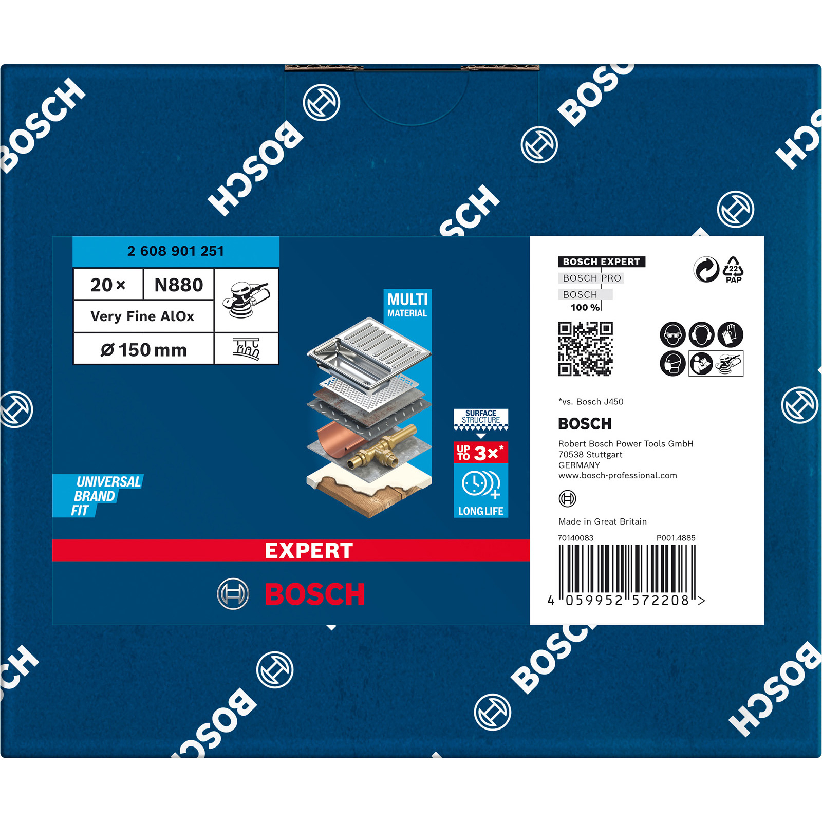 Bosch 20x Expert N880 Vliesscheibe für Exzenterschleifer 150 mm sehr fein A - 2608901251