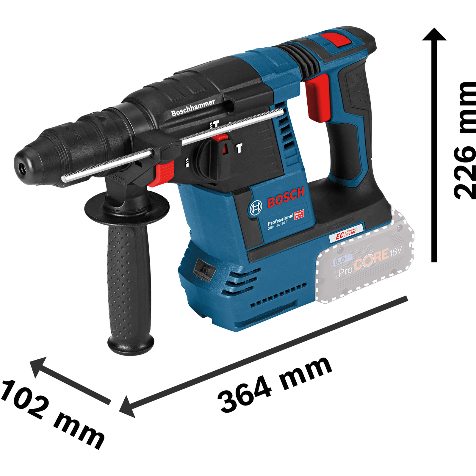 Bosch Akku-Bohrhammer GBH 18V-26 F / 1x 5,0 Ah Akku + Ladegerät in L-Boxx