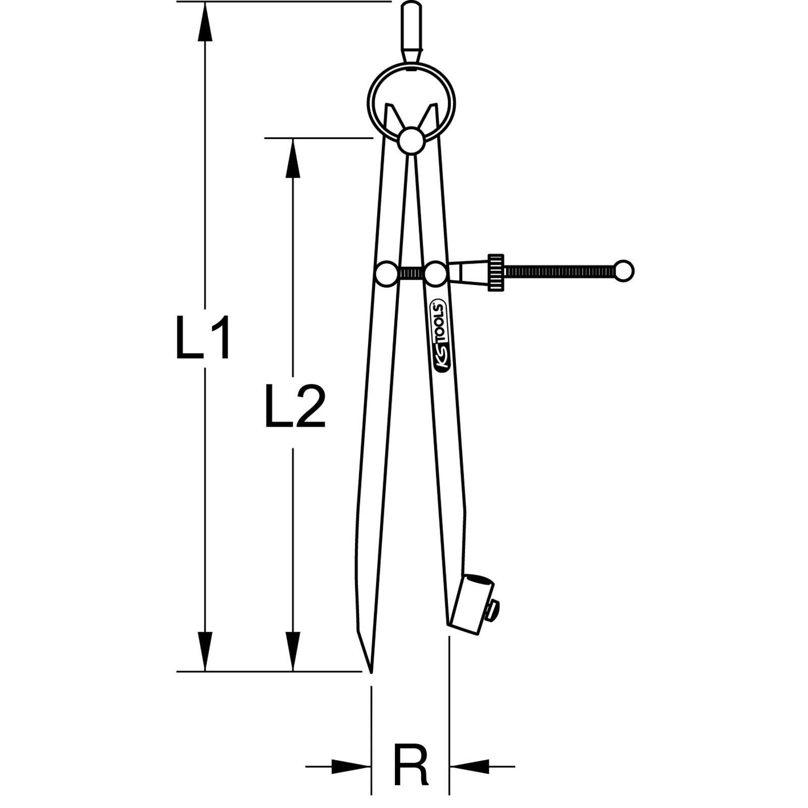 KS TOOLS Präzisions-Feder-Spitzzirkel mit Bleistifthalter - 300.0411