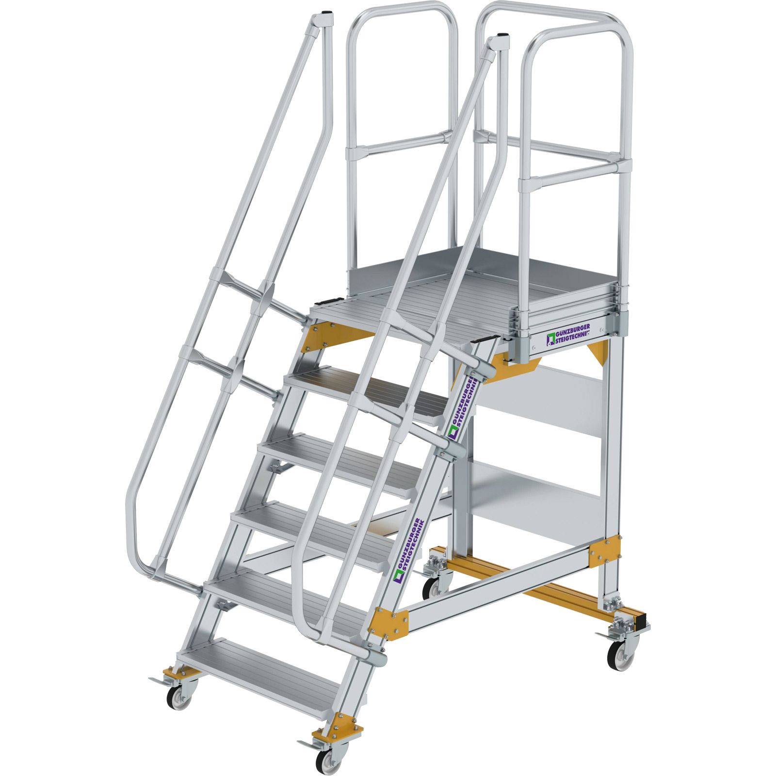Günzburger Steigtechnik Plattformtreppe 60° fahrbar Stufenbreite 0,8 m 6 Stufen - 600726