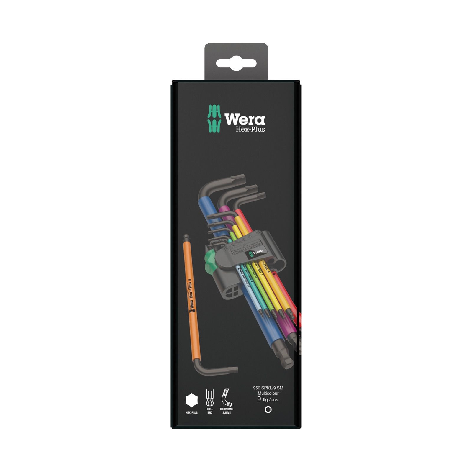 Wera 9tlg. Winkelschlüsselsatz 950 SPKL/SM N Multicolour metrisch Black Laser - 073593