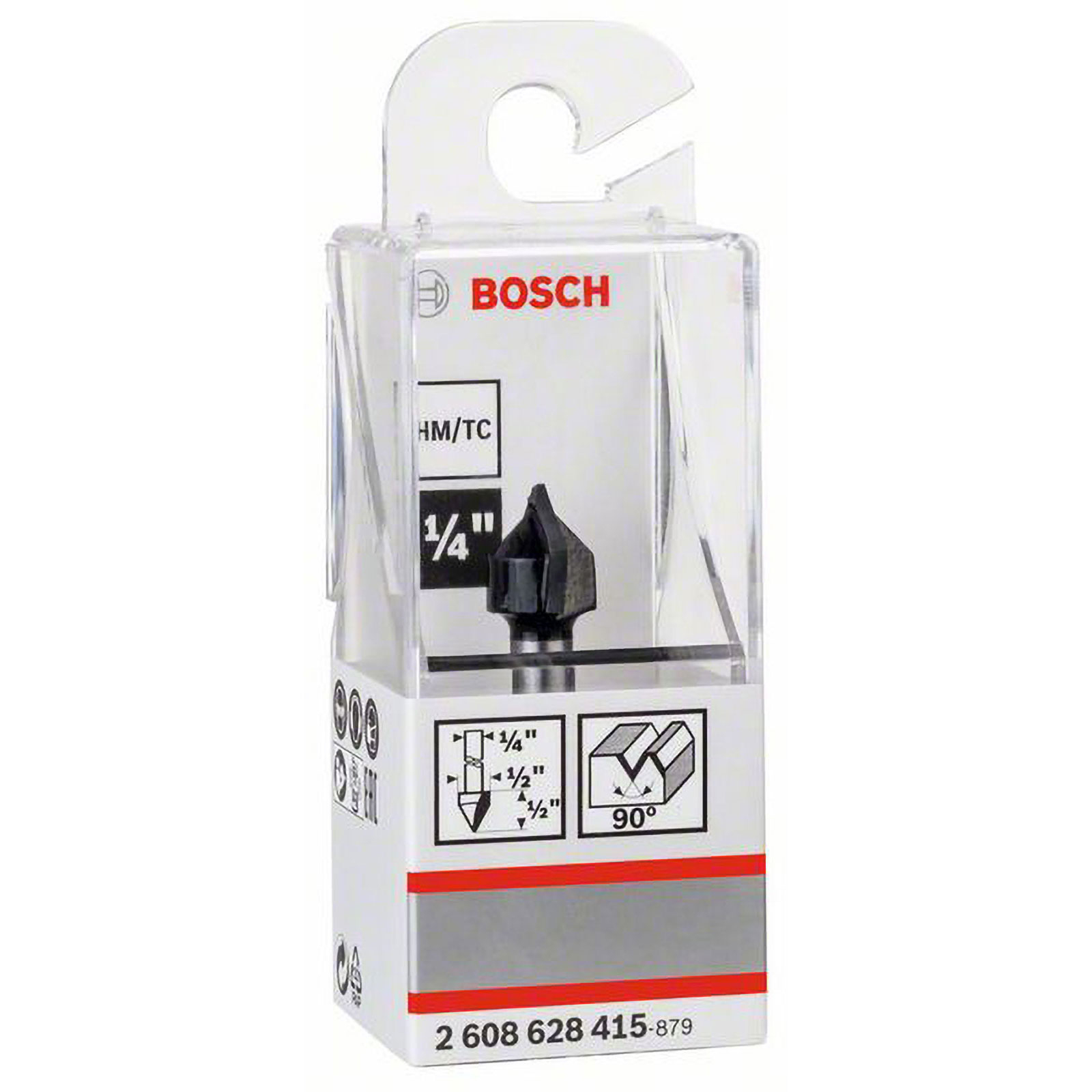 Bosch V-Nutfräser 1/4" Ø 12,7 mm L 12,7 mm G 45 mm 90° - 2608628415