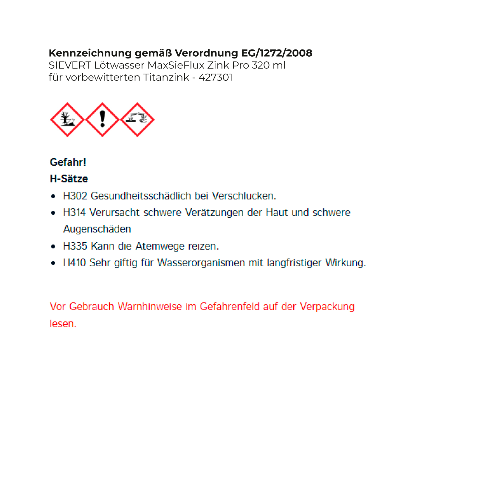 SIEVERT Lötwasser MaxSieFlux Zink Pro 320 ml für vorbewitterten Titanzink - 427301