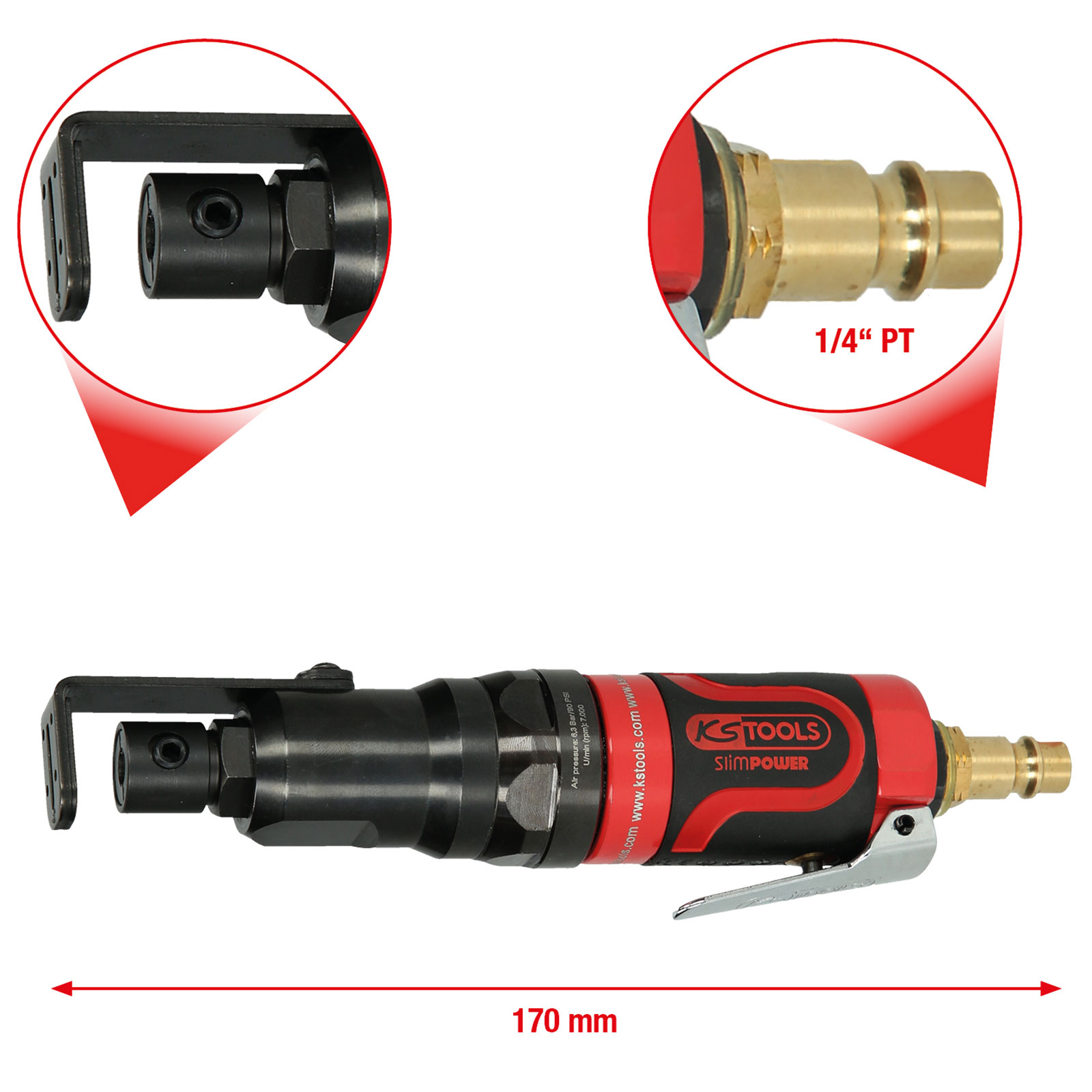 KS TOOLS SlimPOWER Mini-Druckluft-Karosserie-Stichsäge 170 mm - 515.5545