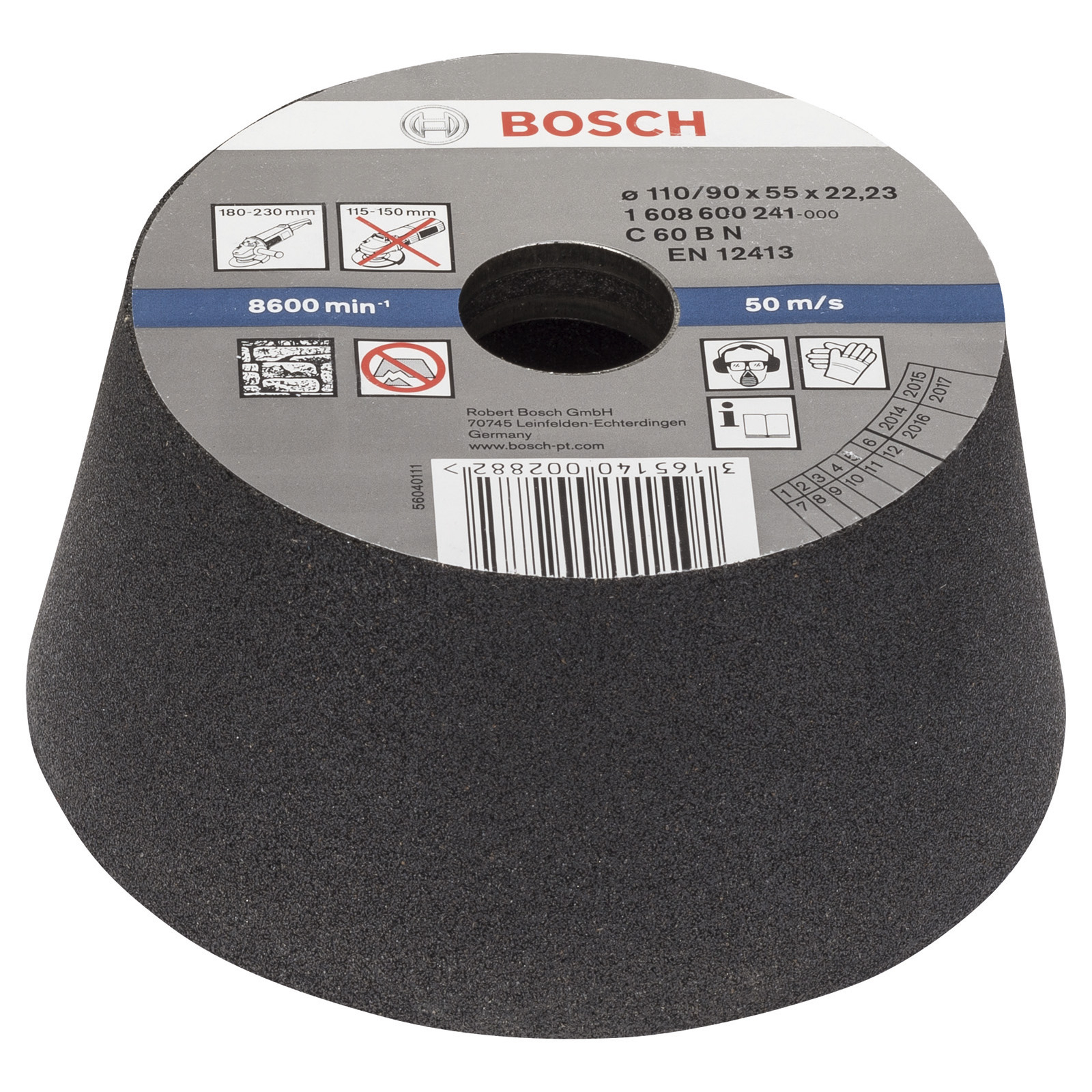 Bosch Schleiftopf, konisch-Stein/Beton 90 mm, 110 mm, 55 mm, 60 -1608600241