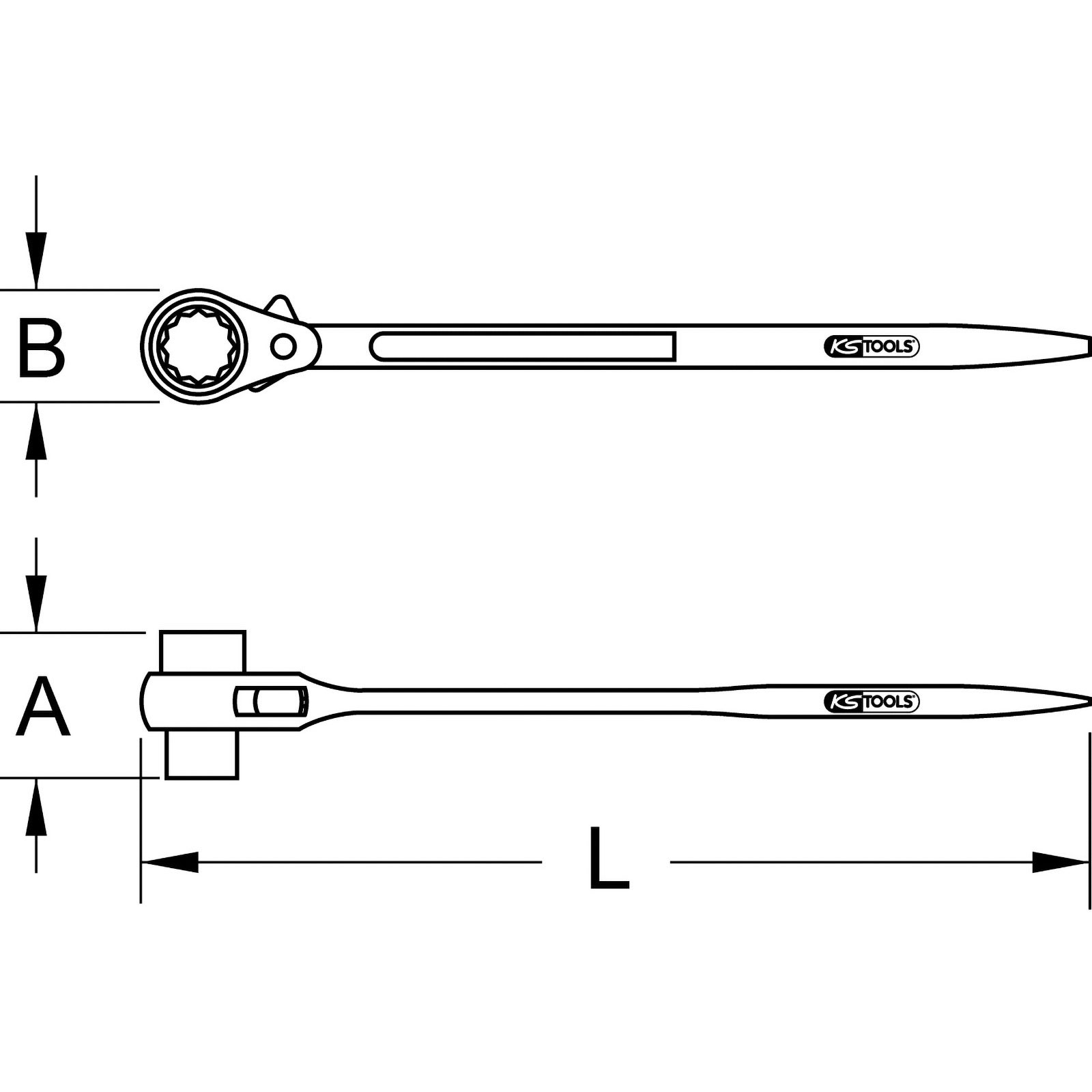 KS TOOLS Gerüstbauschlüssel umschaltbar 19 x 22 mm - 522.1922