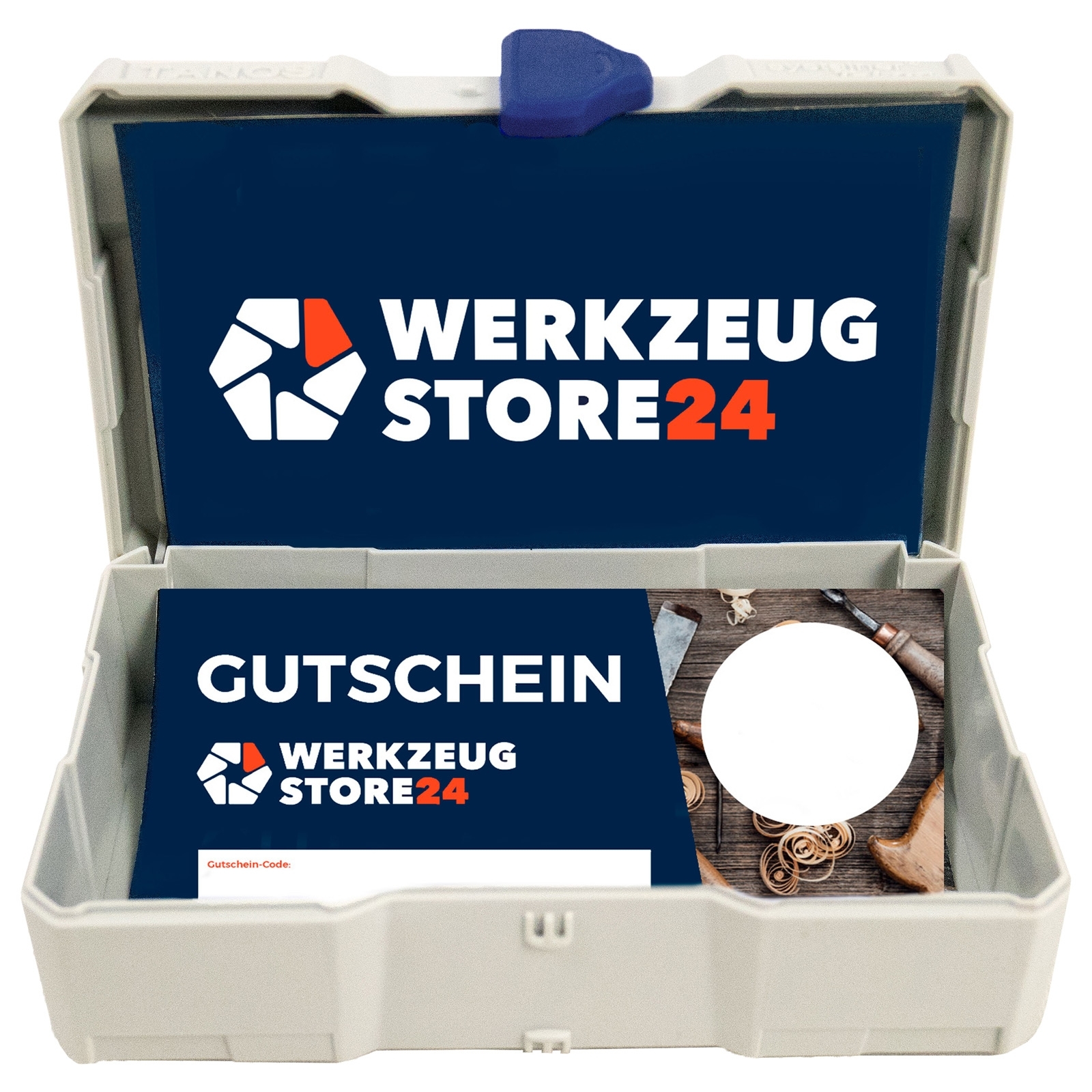 Geschenkgutschein Wert 200 € (Motiv Dunkelblau) - im Miniatur Systainer