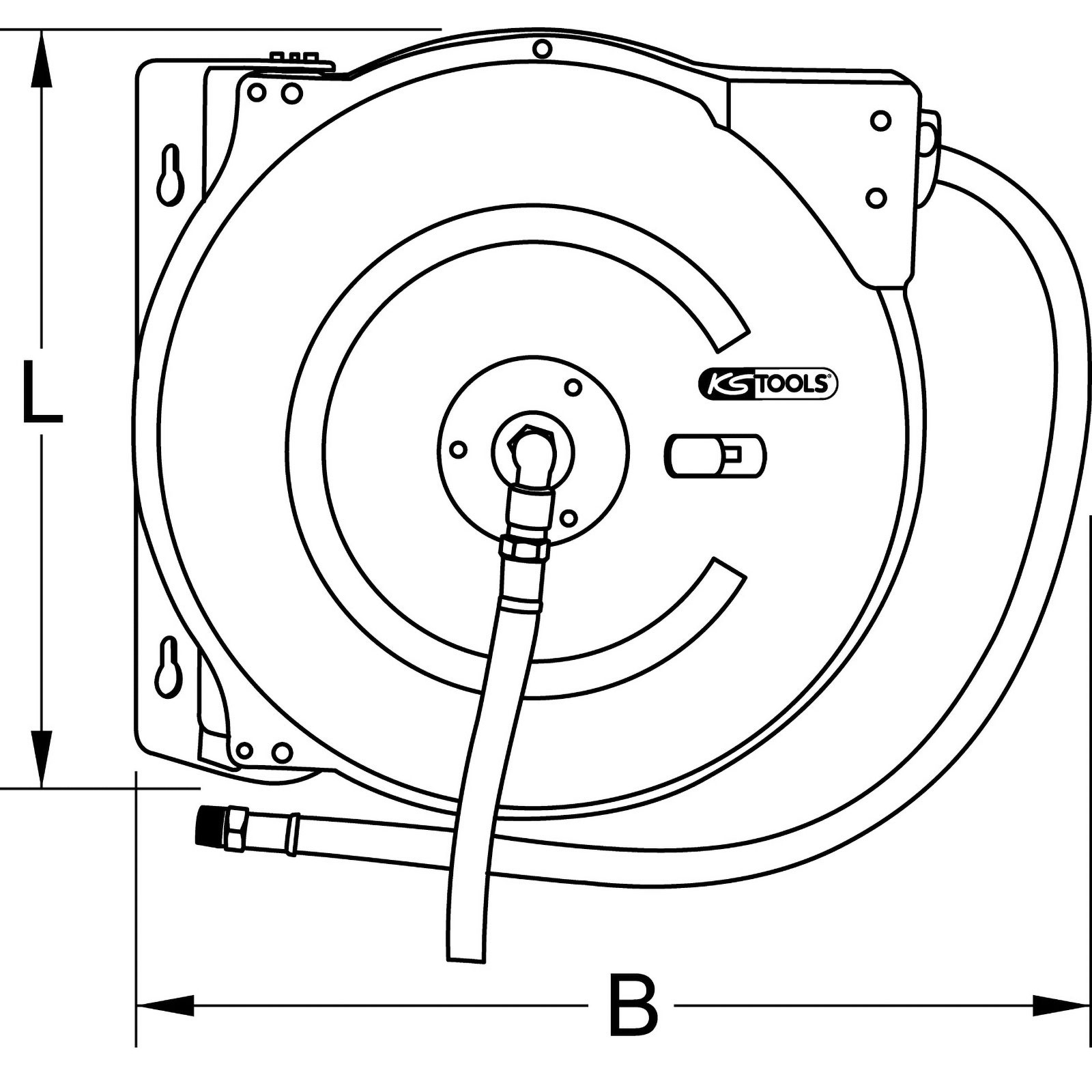 KS TOOLS Automatischer Druckluftschlauch-Aufroller Ø 10 mm x 15 m - 515.3440