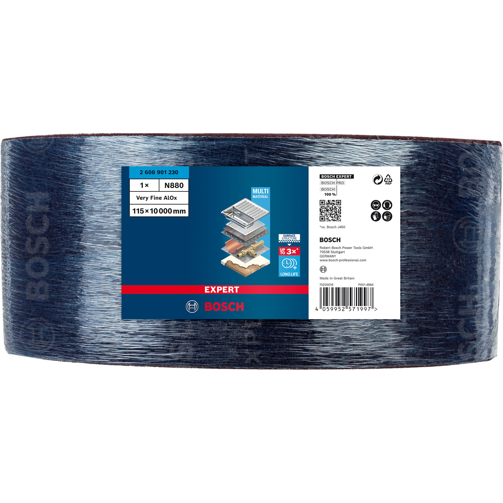 Bosch Expert N880 Vliesrolle zum Handschleifen 115 mm x 10 m sehr fein A - 2608901230