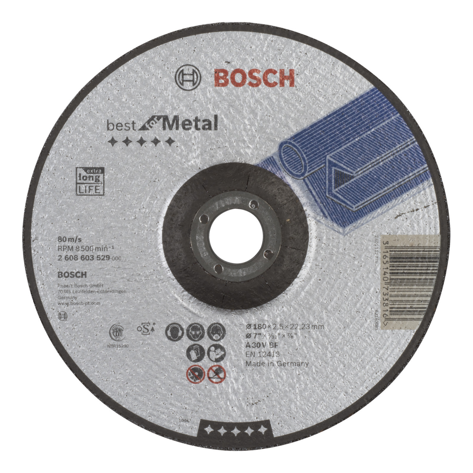 Bosch Trennscheibe gekröpft Best for Metal A 30 V BF 180 mm 22,23 mm 2,5 mm - 2608603529