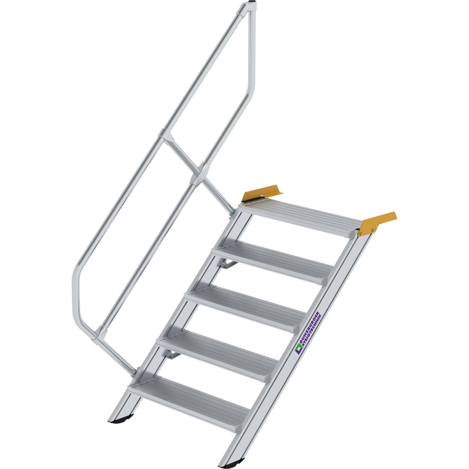 Günzburger Steigtechnik Treppe 45° Stufenbreite 800 mm 5 Stufen Aluminium geriffelt - 600265