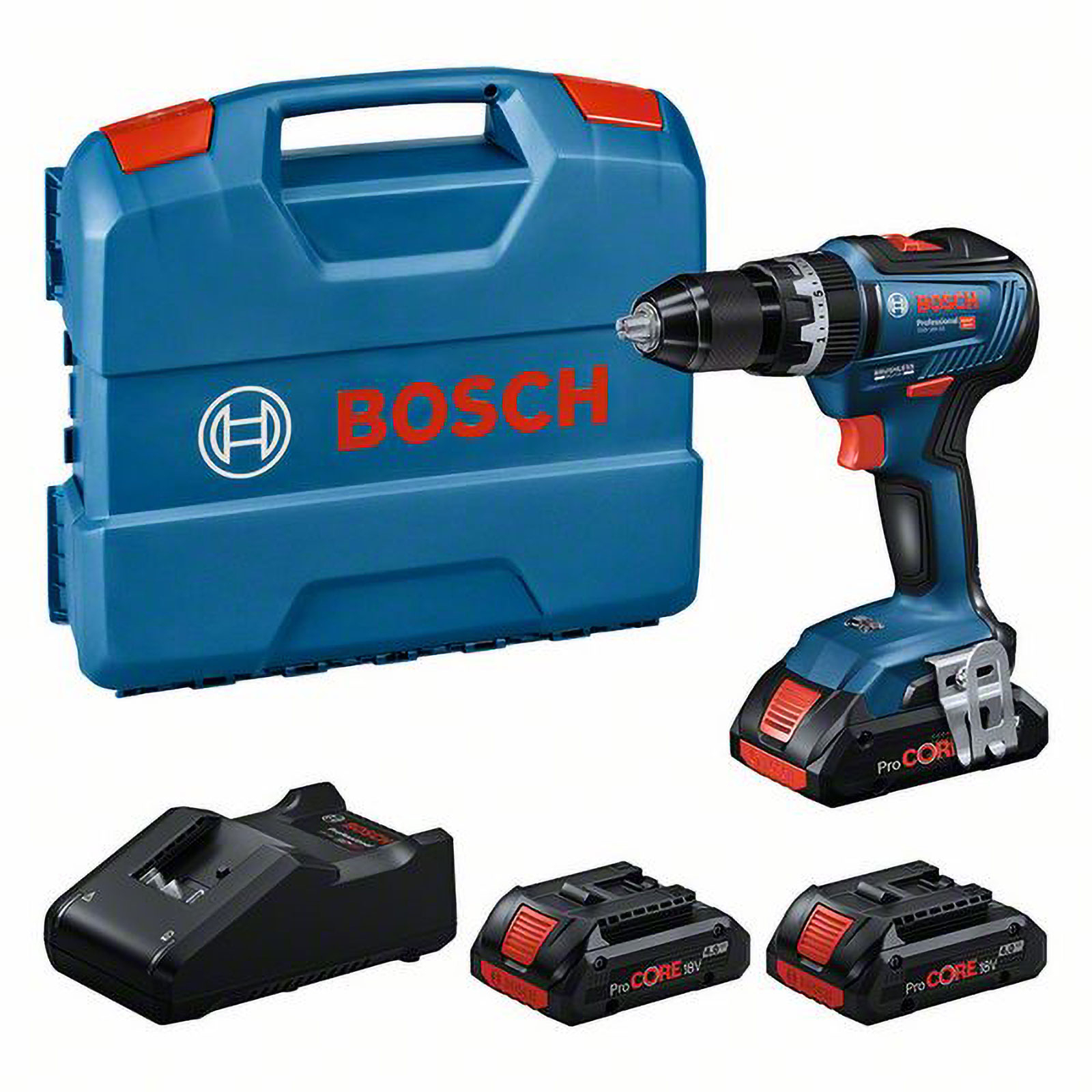 Bosch Akku-Schlagbohrschrauber GSB 18V-55 / 3x 4,0 Ah ProCORE18V Akku + Ladegerät in L-Case - 0615A5002V