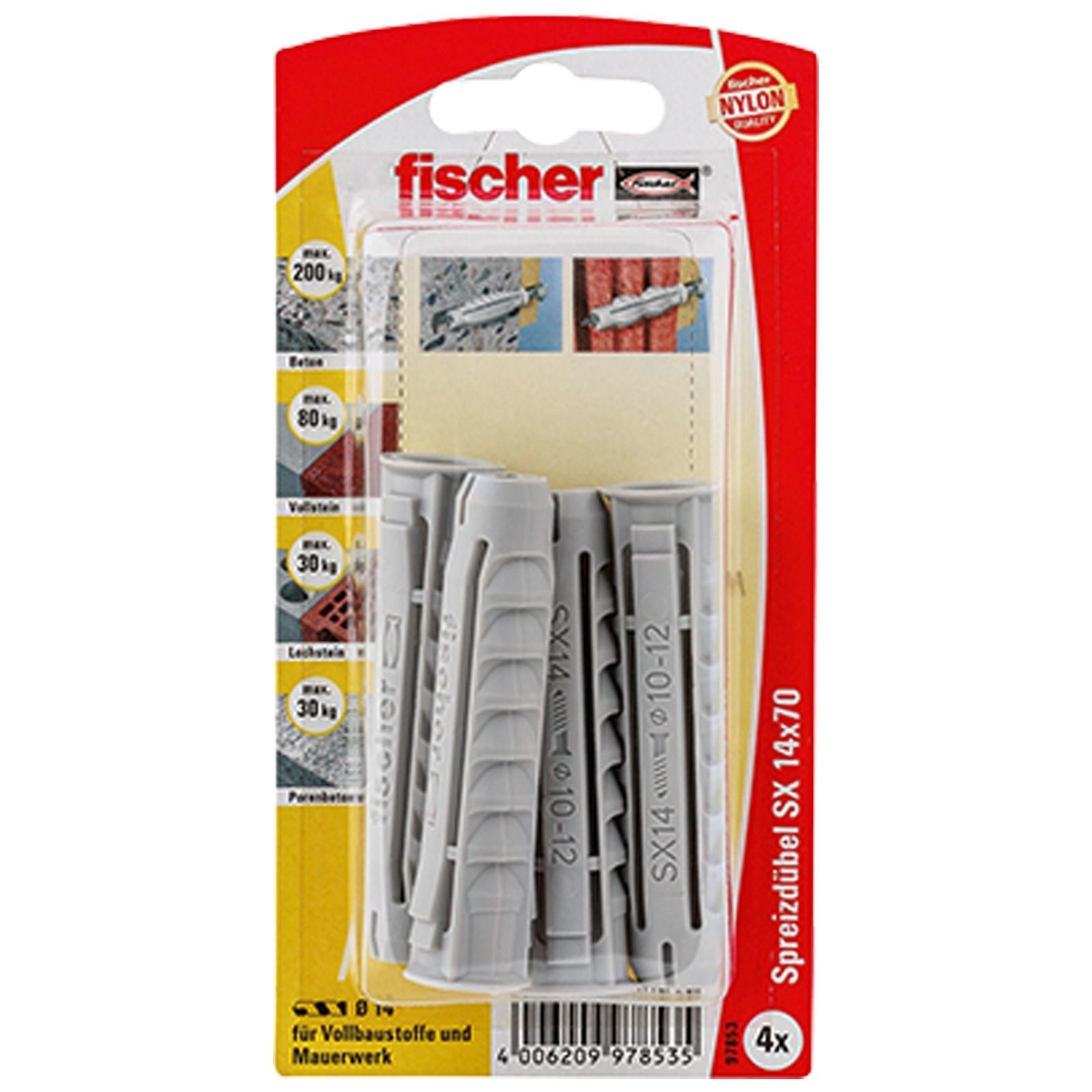 Fischer 6x Dübel SX 14x70 - 97853 Auslauf