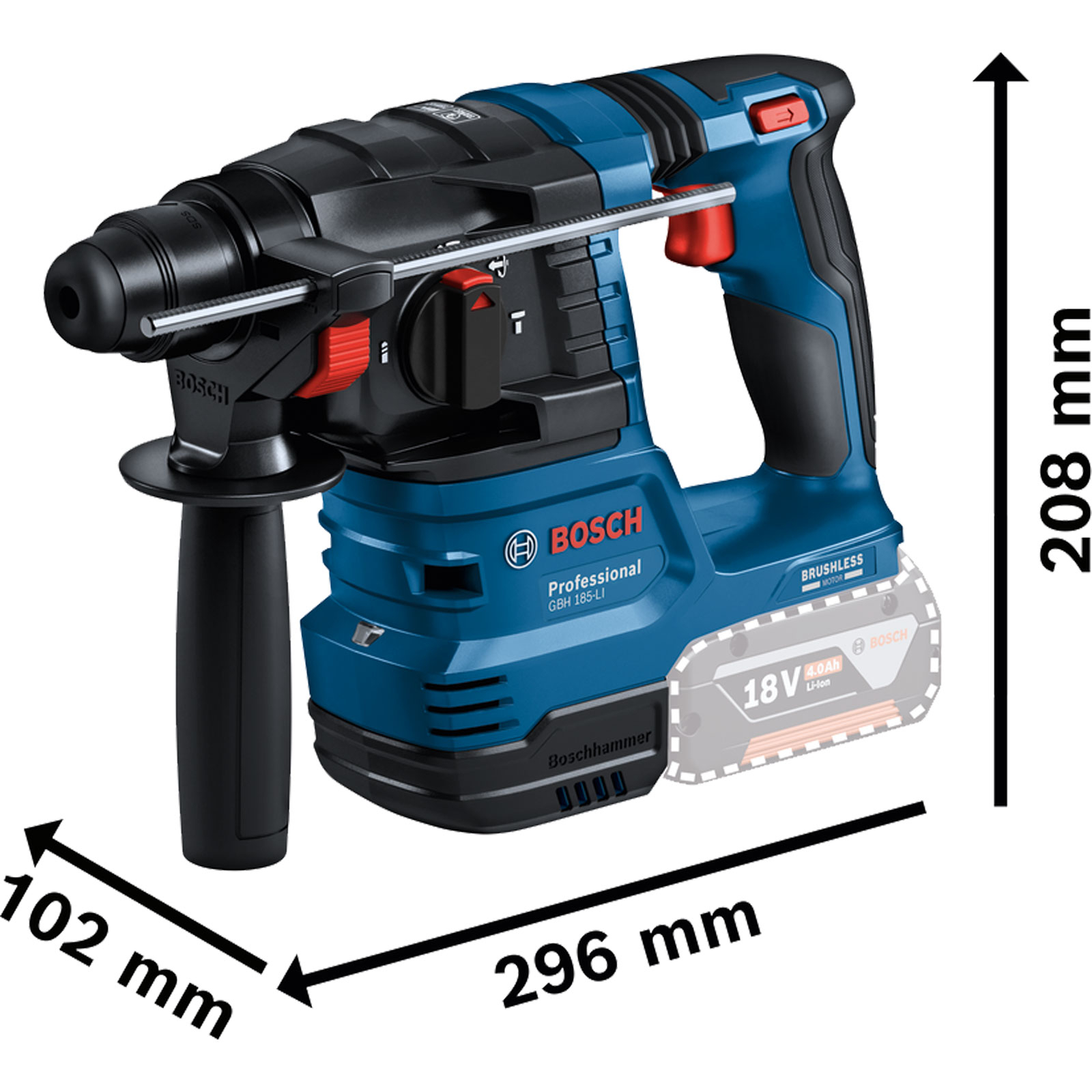 Bosch Akku-Bohrhammer mit SDS plus GBH 18V-22 / 2x 4,0 Ah Akku + Ladegerät in L-Boxx