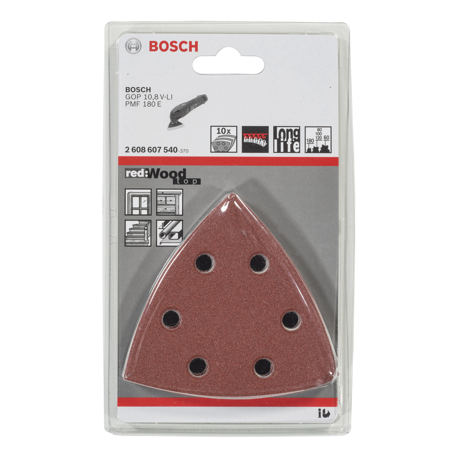 Bosch Schleifblatt-Set für Multi-Cutter 10tlg. 93 mm 60 80 100 120 180 - 2608607540