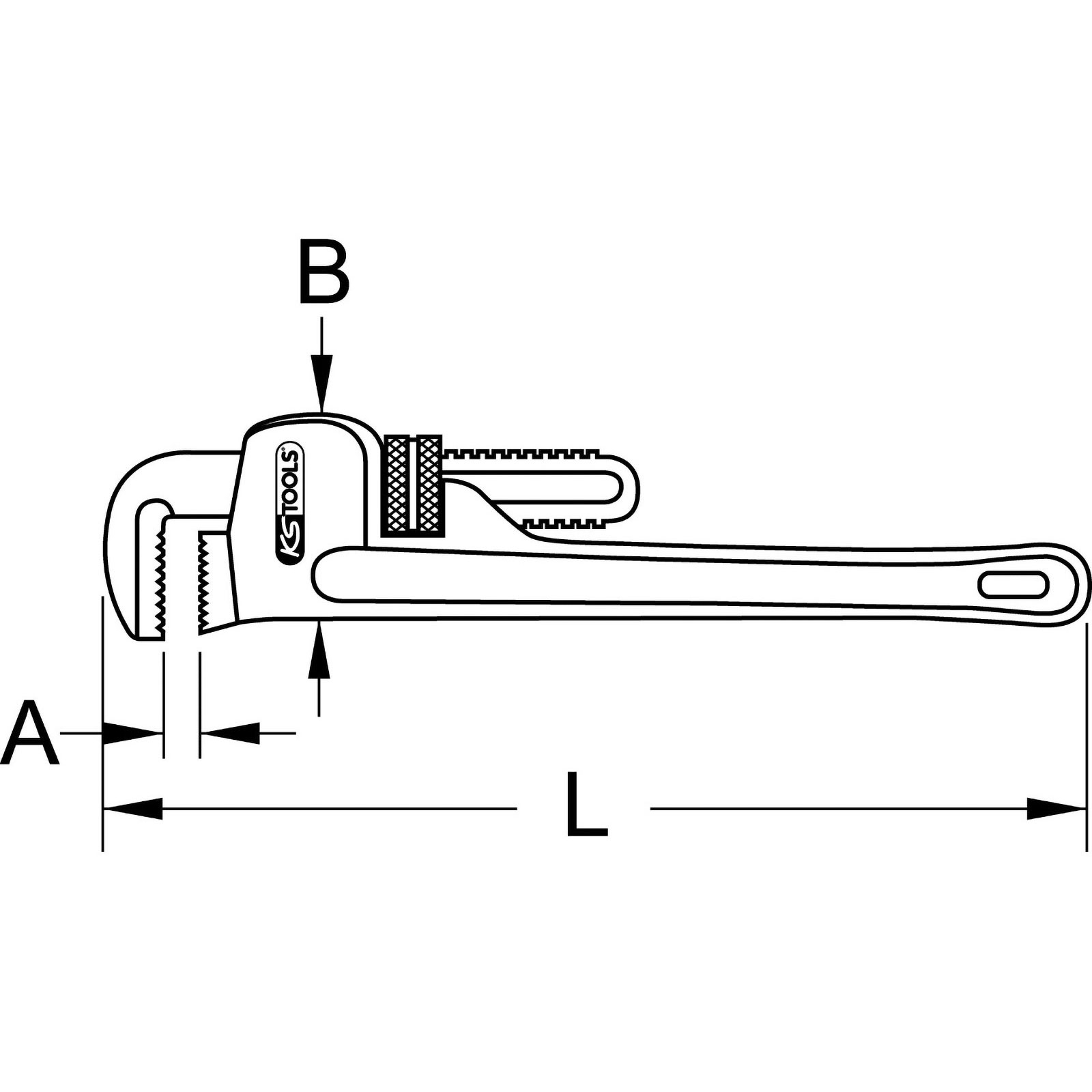 KS TOOLS Stahl-Einhand-Rohrzange 900 mm - 111.3530