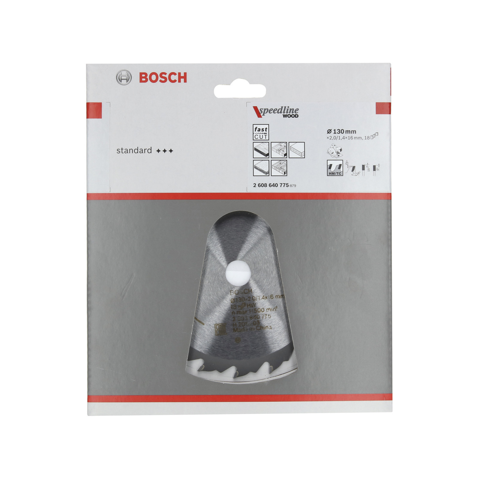 Bosch Kreissägeblatt Speedline Wood, 130 x 16 x 2,2 mm, 18 - 2608640775