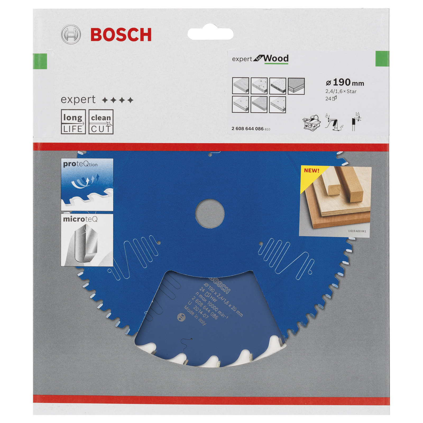 Bosch Kreissägeblatt Expert for Wood für Tischkreissägen 190 x Stern x 2,4 mm 24 - 2608644086