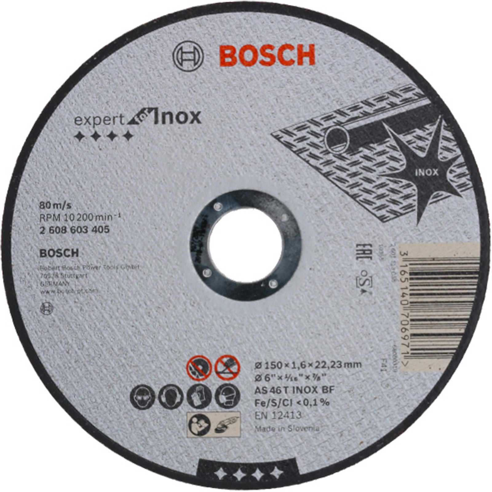 Bosch Trennscheibe gerade Expert for Inox AS 46 T INOX BF 150 mm 22,23 mm 1,6 mm - 2608603405