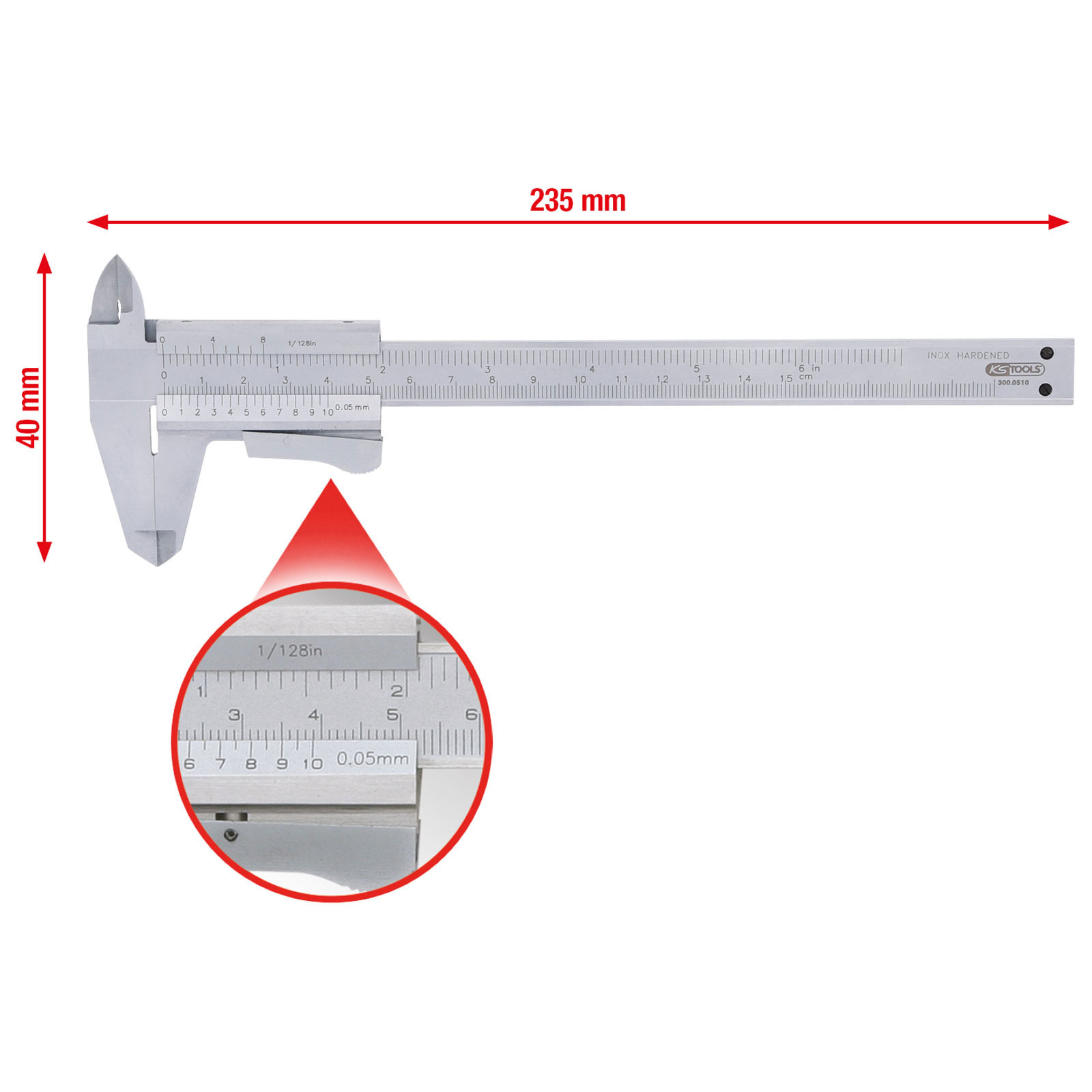 KS TOOLS Taschen-Messschieber 0-150 mm 235 mm - 300.0510