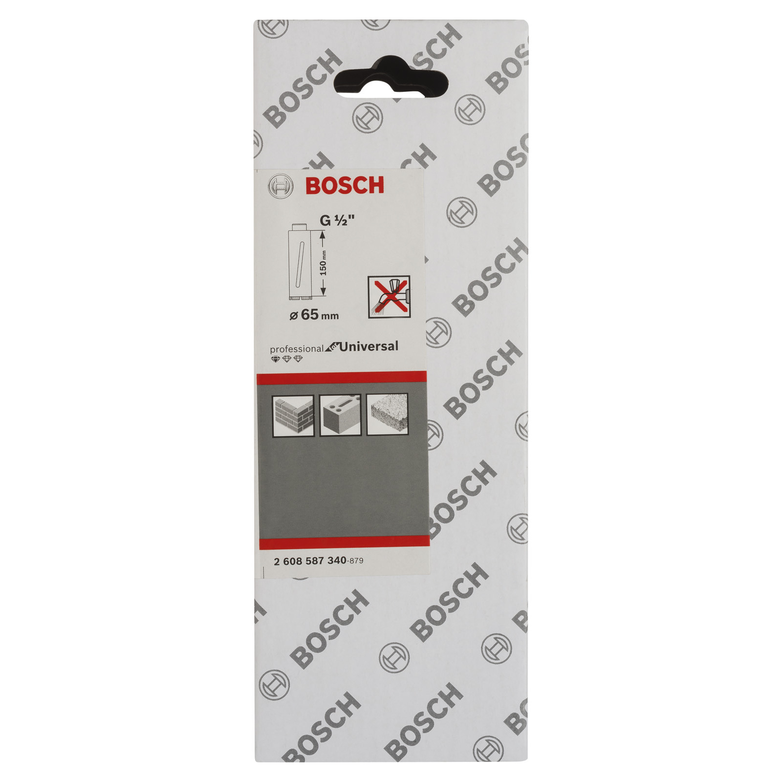 Bosch Diamanttrockenbohrkrone G 1/2 Standard for Universal 65 mm 150 mm 4 Segmente 7 mm - 2608587340