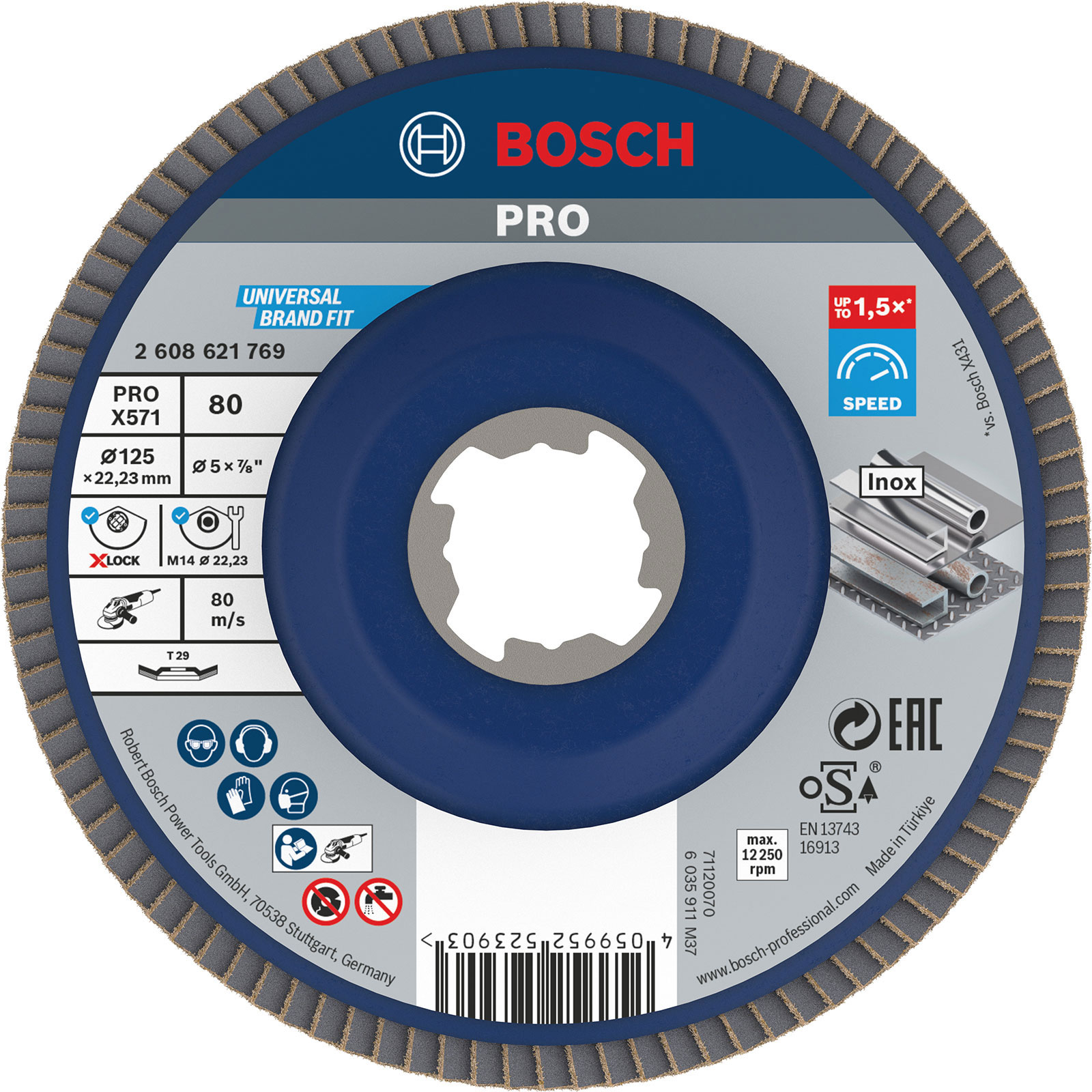 Bosch PRO X571 X-Lock Fächerschleifscheibe 125 mm G80 - 2608621769