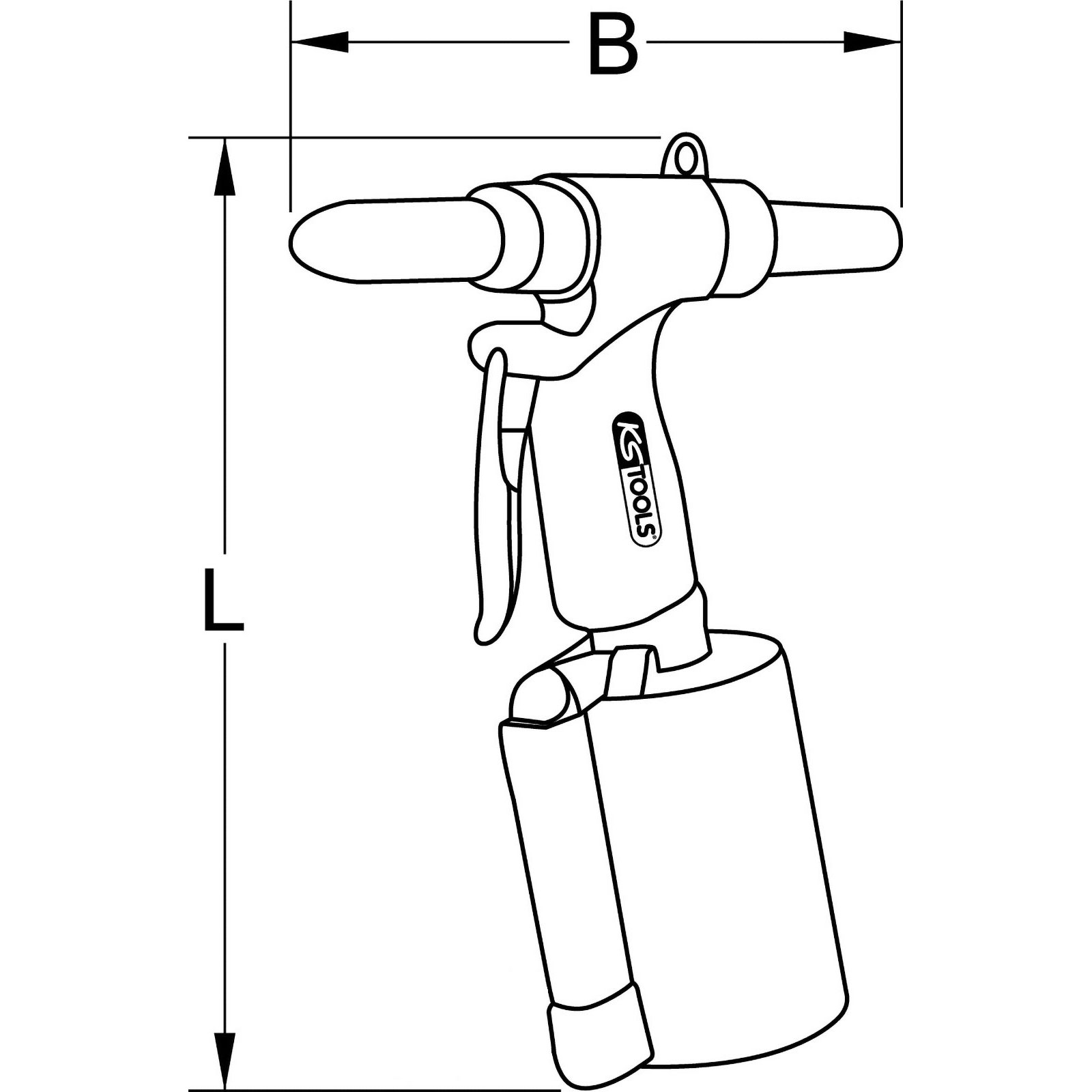 KS TOOLS Druckluft-Blindniet-Pistole 2,4-3,2-4-4,8-5,6-6,4 mm - 515.3101