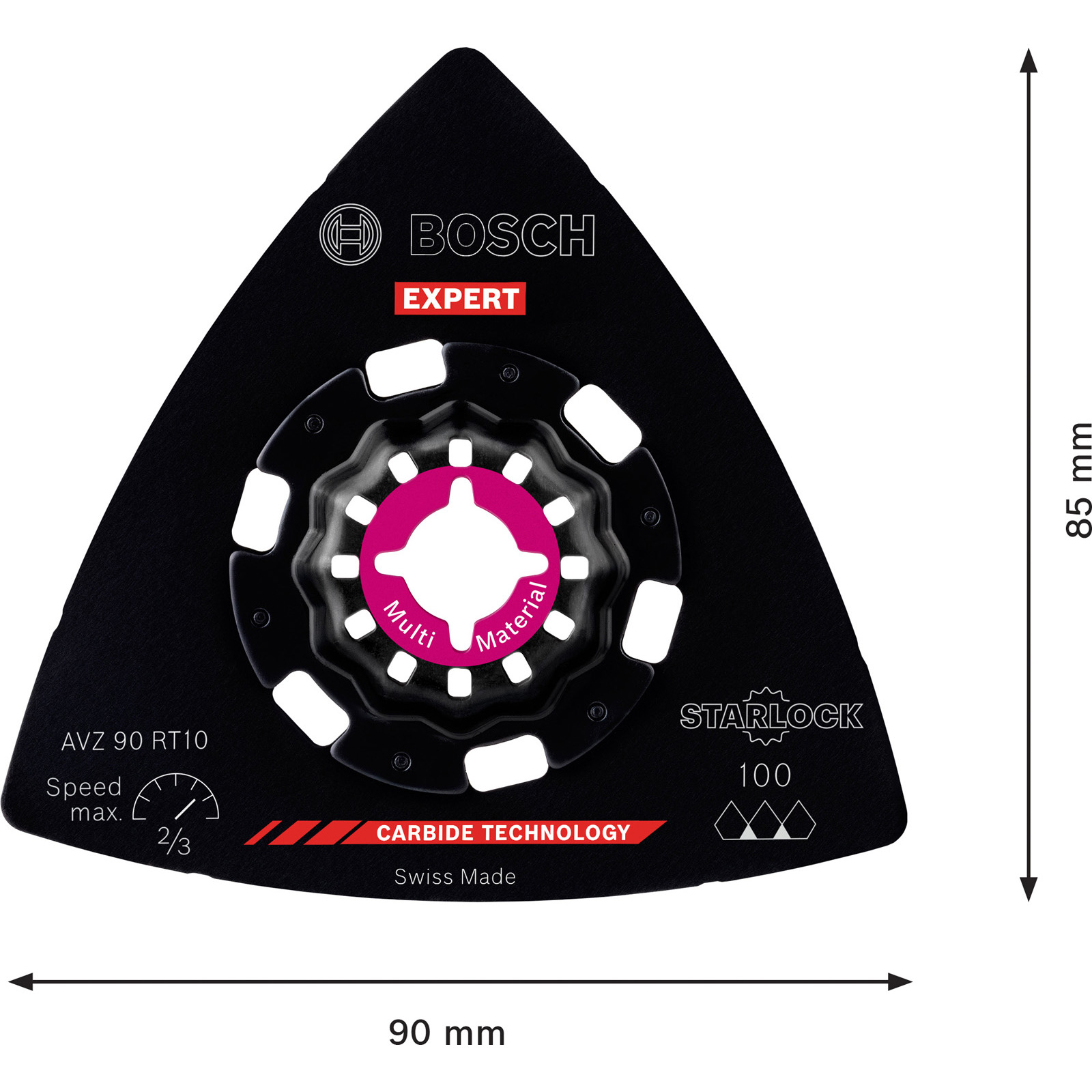 Bosch Expert Sanding Plate AVZ 90 RT10 Starlock Schleifplatte für Multifunktionswerkzeuge 100 x 90 mm - 2608900043