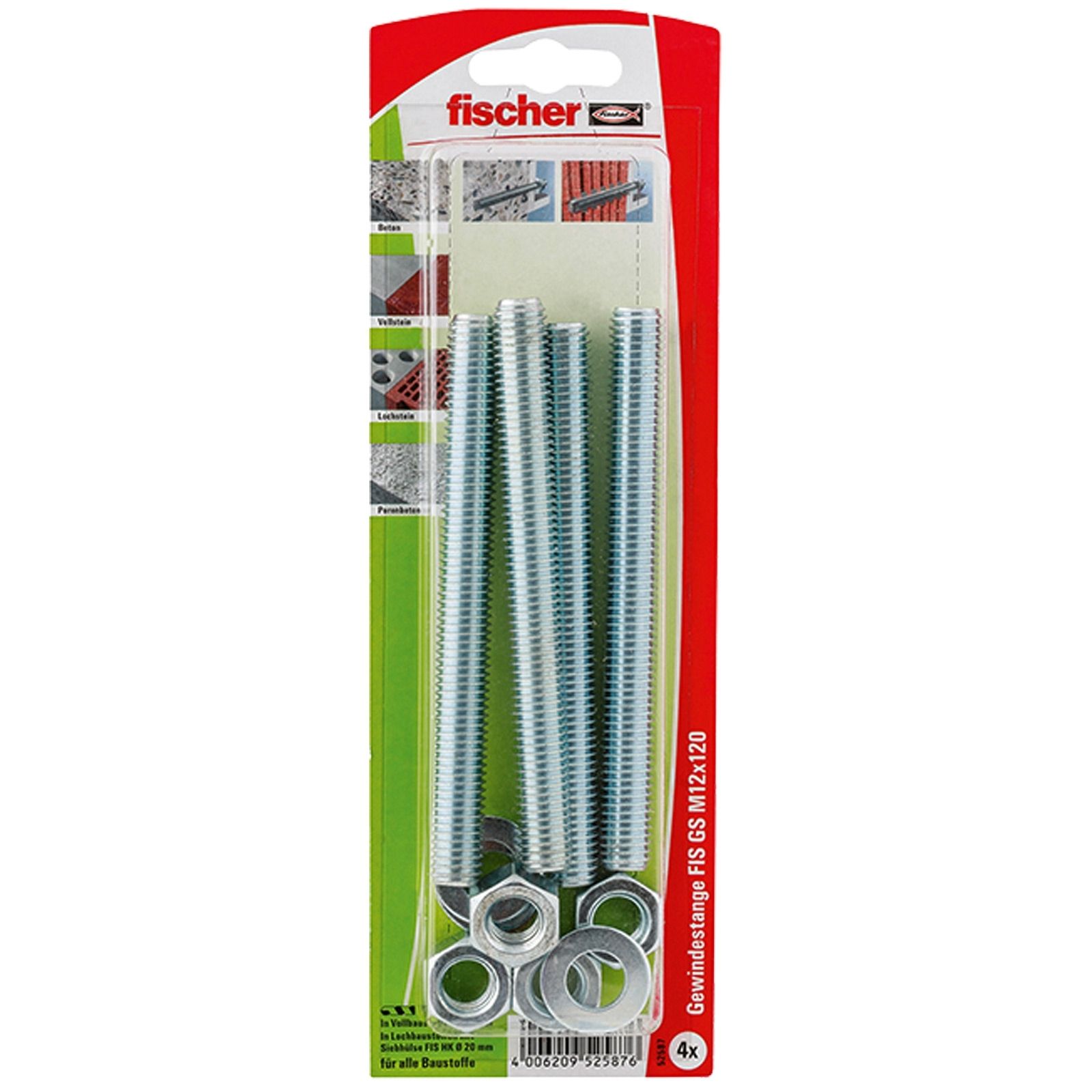 Fischer 4x Gewindeanker FIS GS M12x120 K - 52587